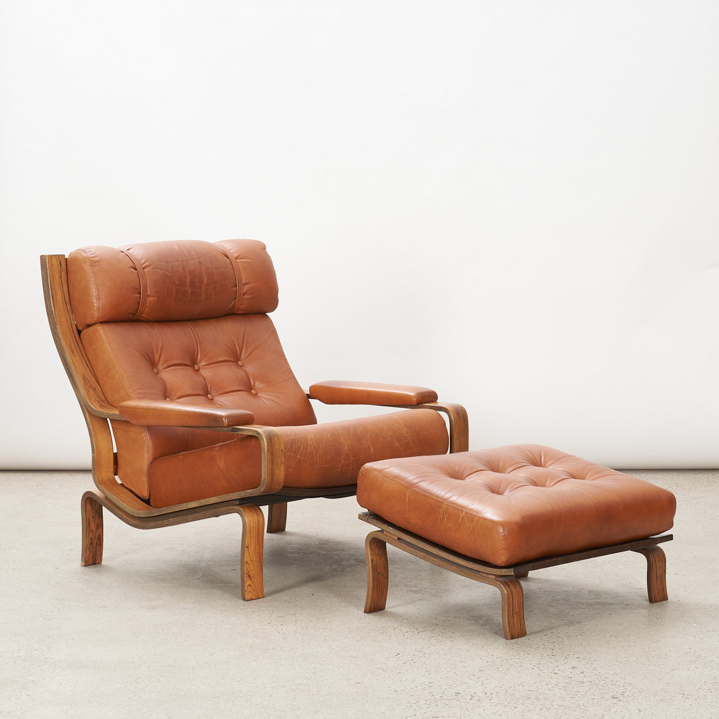 'Palermo' Lounge chair & Ottoman by Pethrus Lindlöf for Lindlöfs Möbler, Sweden