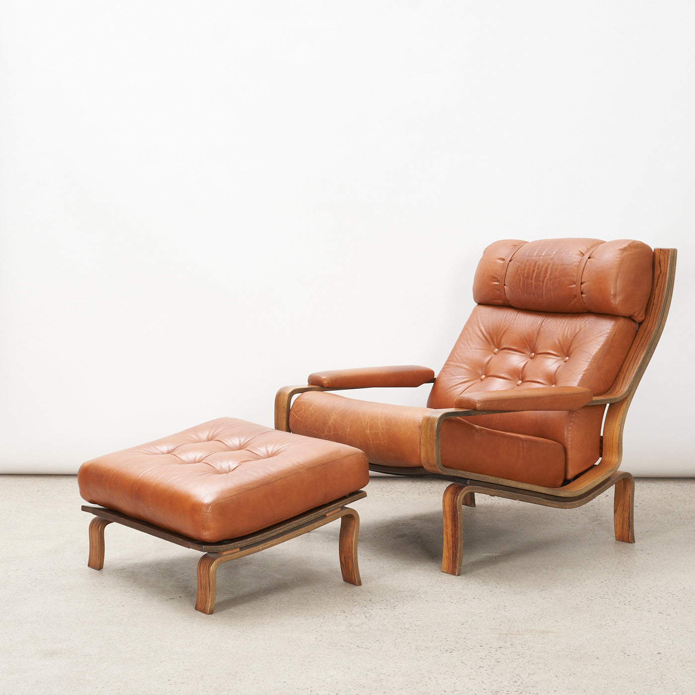 'Palermo' Lounge chair & Ottoman by Pethrus Lindlöf for Lindlöfs Möbler, Sweden