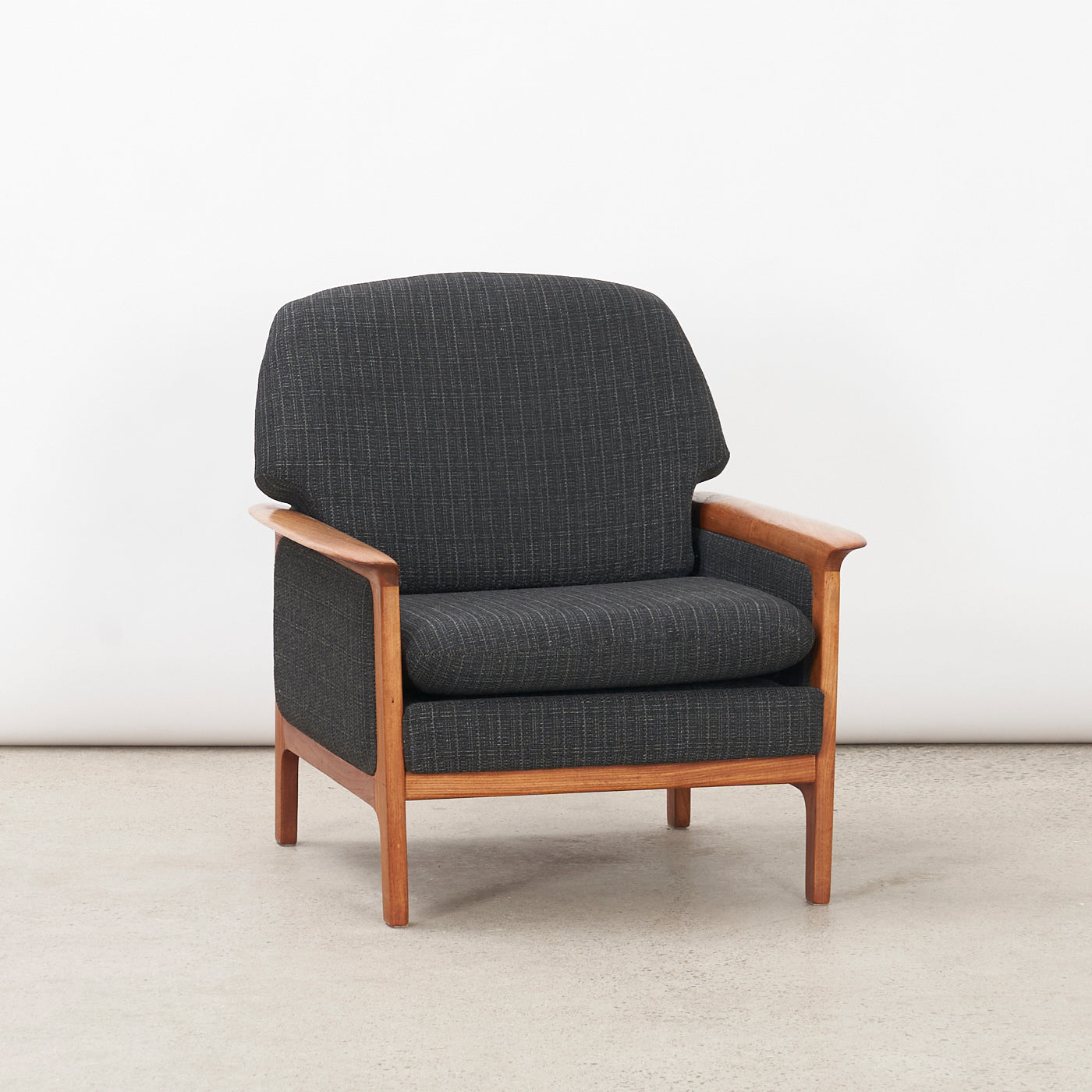 Upholstered Teak Lounge Chair