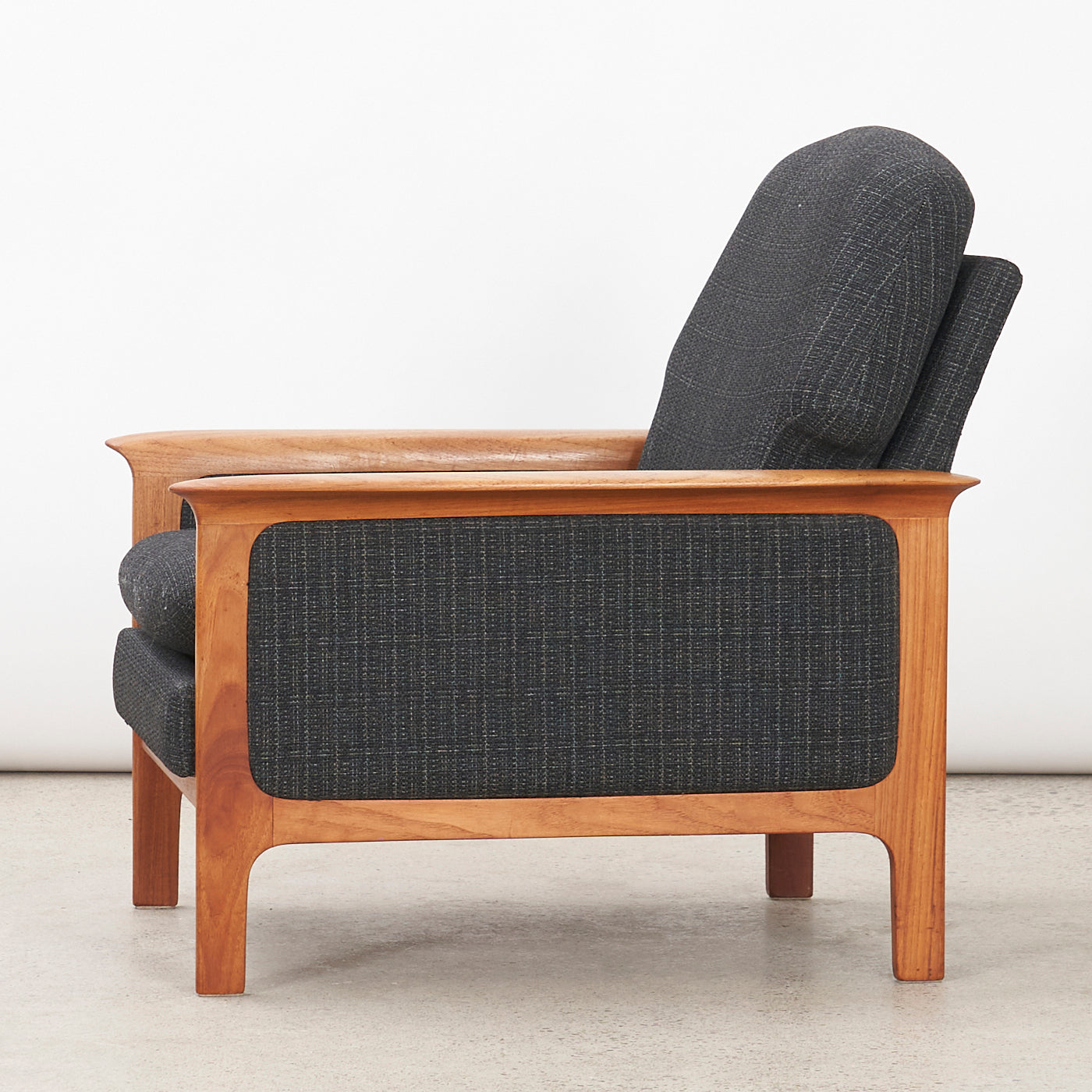 Upholstered Teak Lounge Chair