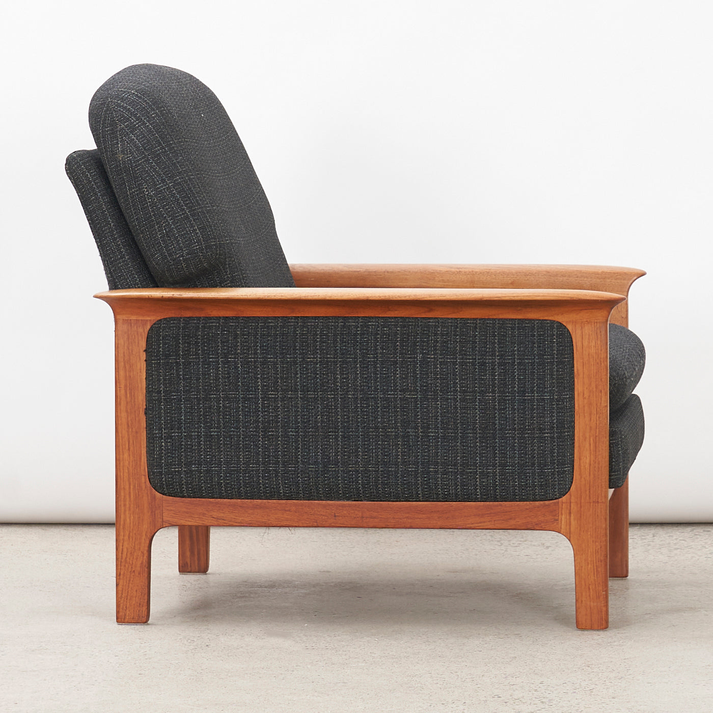 Upholstered Teak Lounge Chair