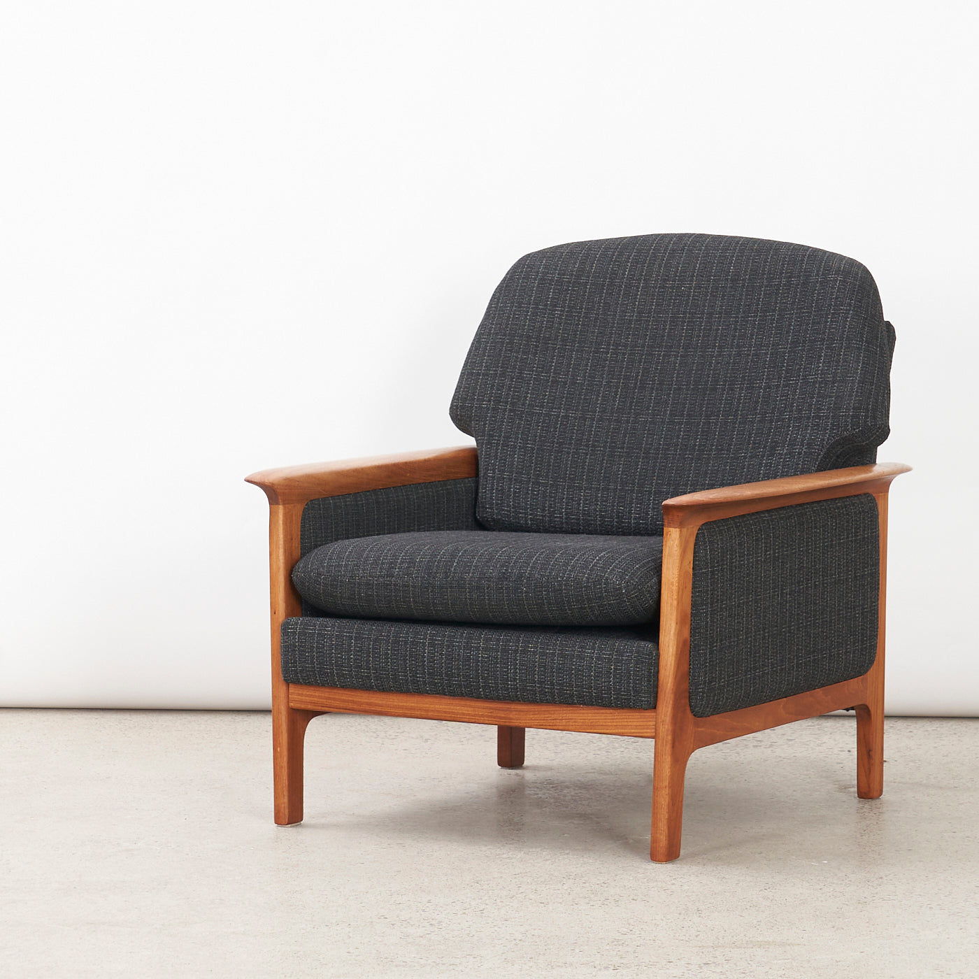 Upholstered Teak Lounge Chair