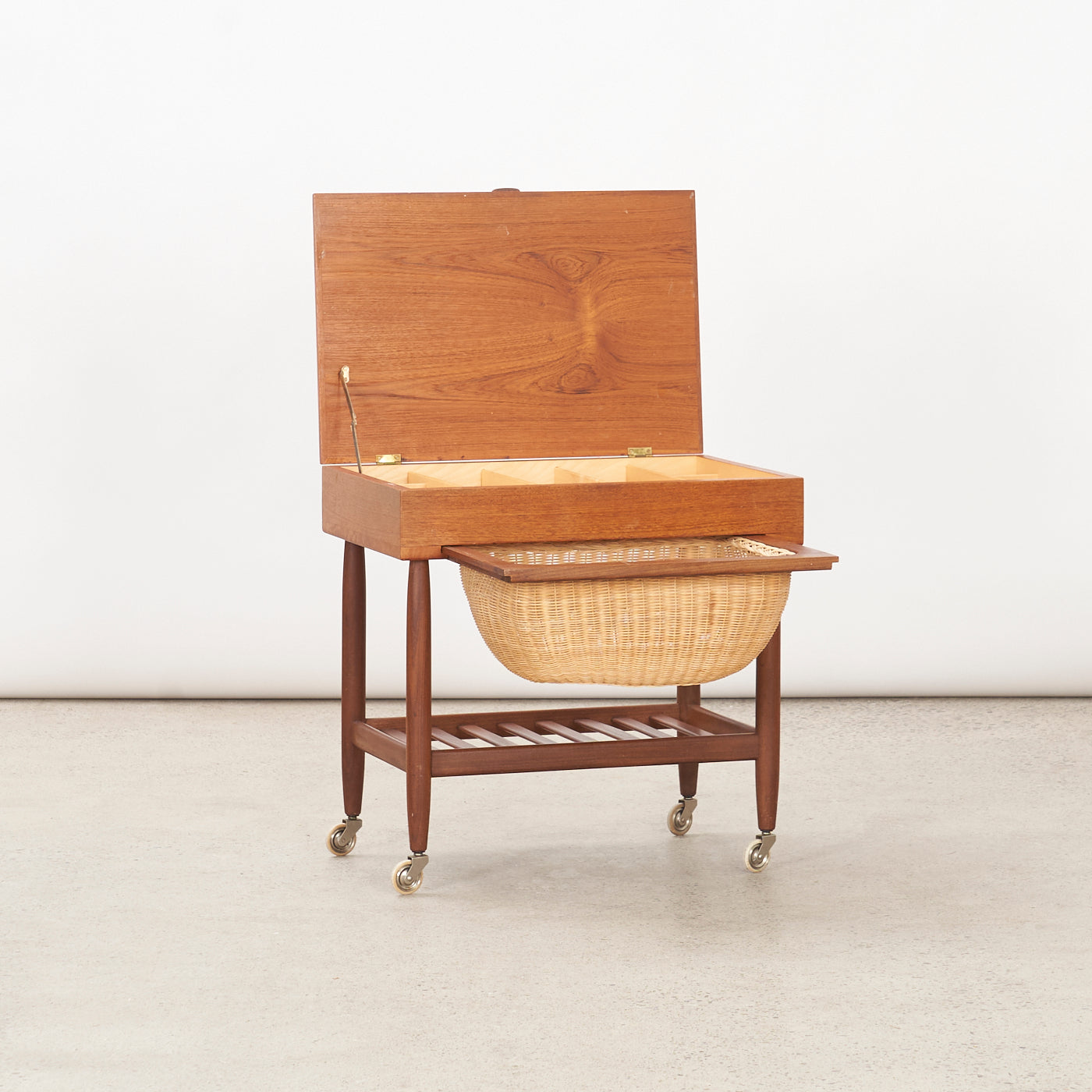 Teak & Walnut Sewing Cart by Ejvind Johannson for FDB Møbler, Denmark