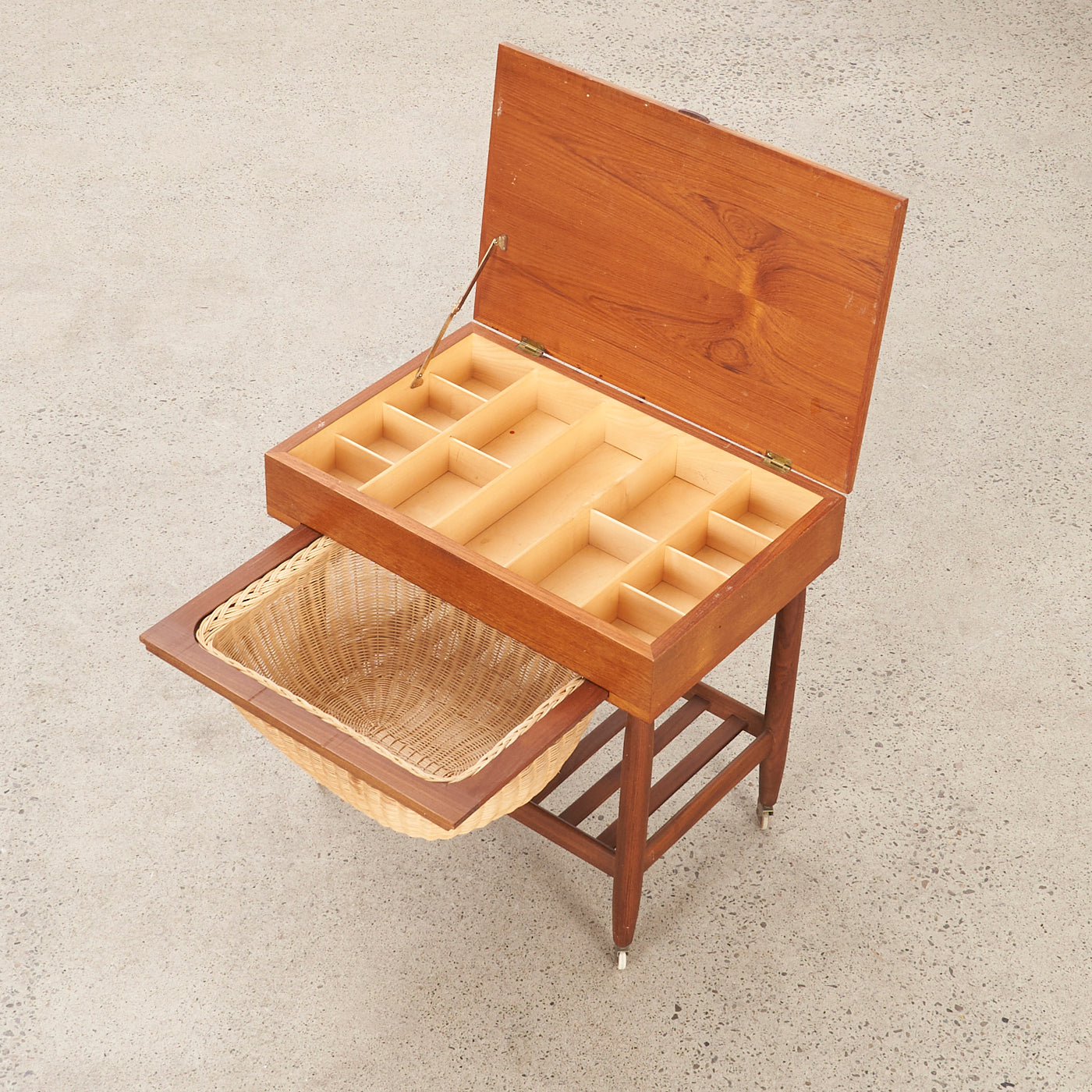 Teak & Walnut Sewing Cart by Ejvind Johannson for FDB Møbler, Denmark