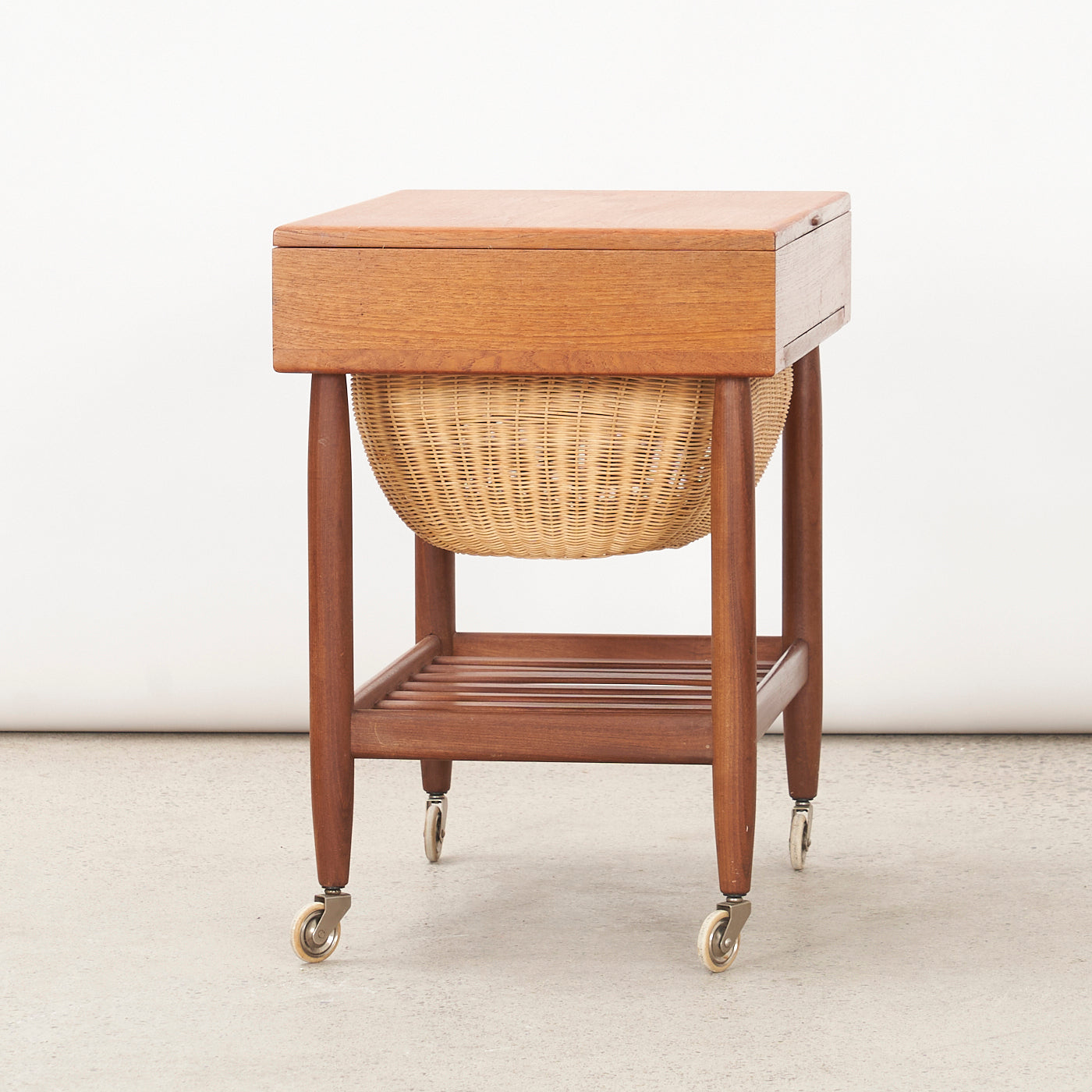 Teak & Walnut Sewing Cart by Ejvind Johannson for FDB Møbler, Denmark