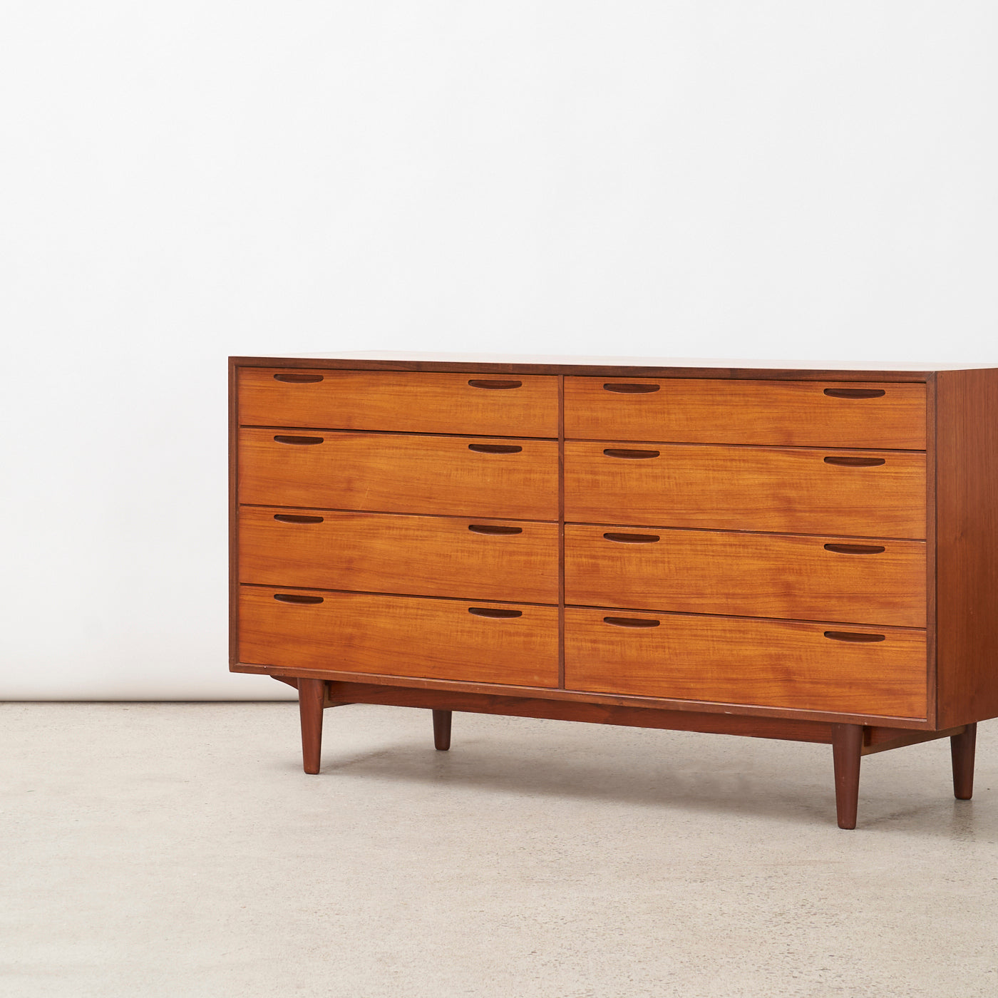 Teak 8-Drawer Dresser by Ib Kofod Larsen for Brande Møbelfabrik, Denmark
