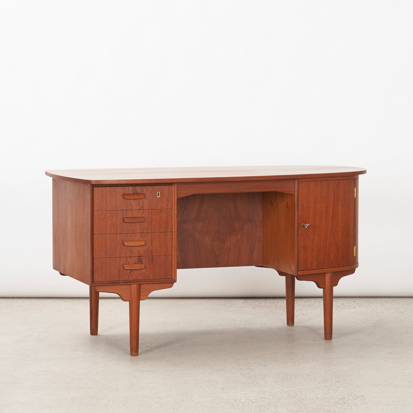 Teak 'Bullet' Desk by H.P. Hansen Møbelindustri, Denmark