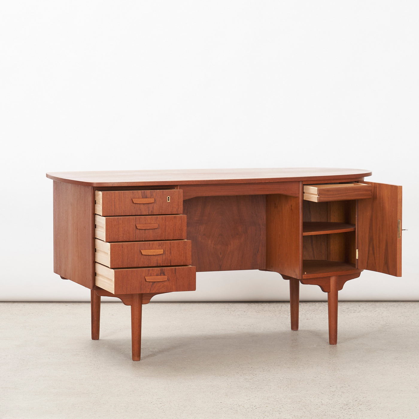 Teak 'Bullet' Desk by H.P. Hansen Møbelindustri, Denmark