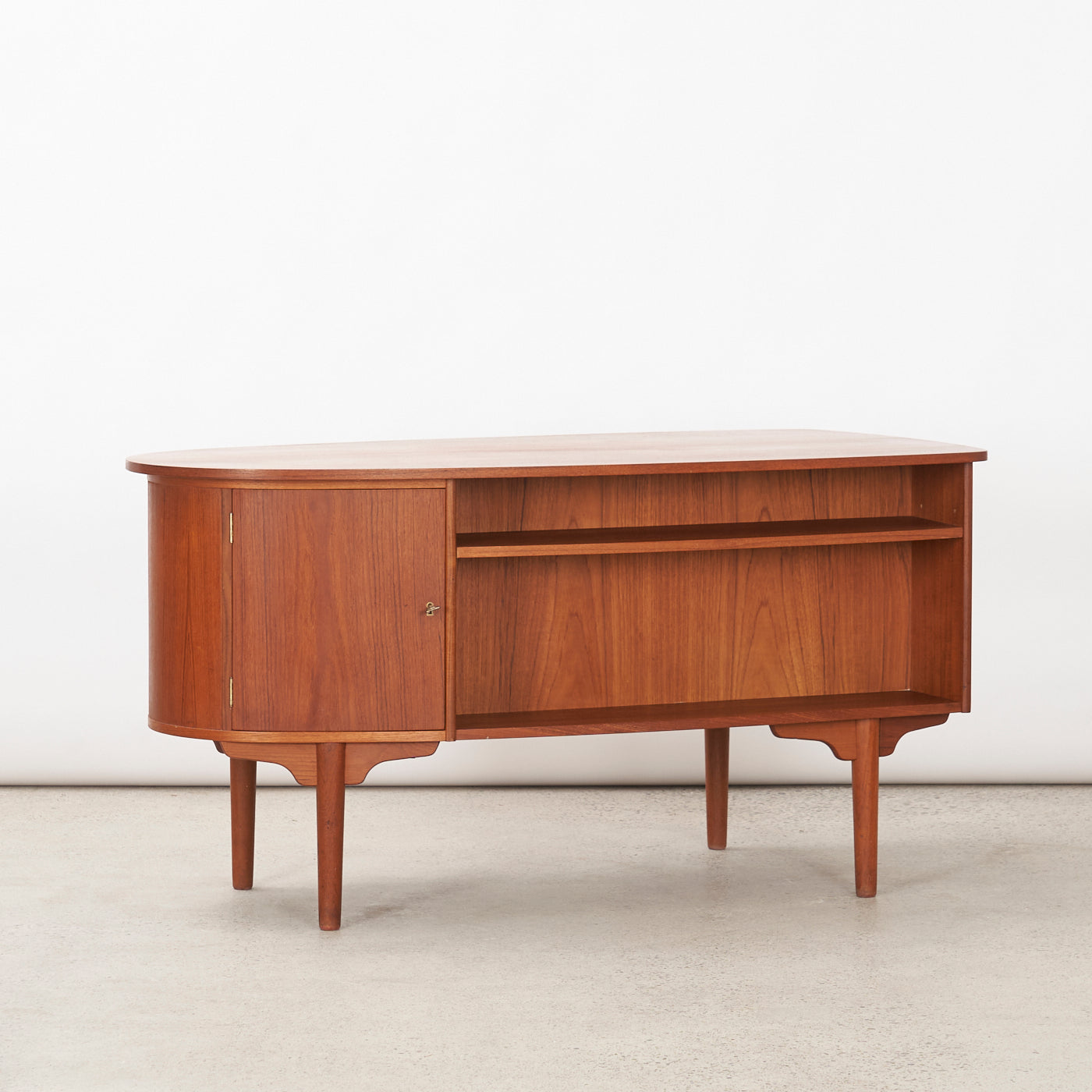 Teak 'Bullet' Desk by H.P. Hansen Møbelindustri, Denmark