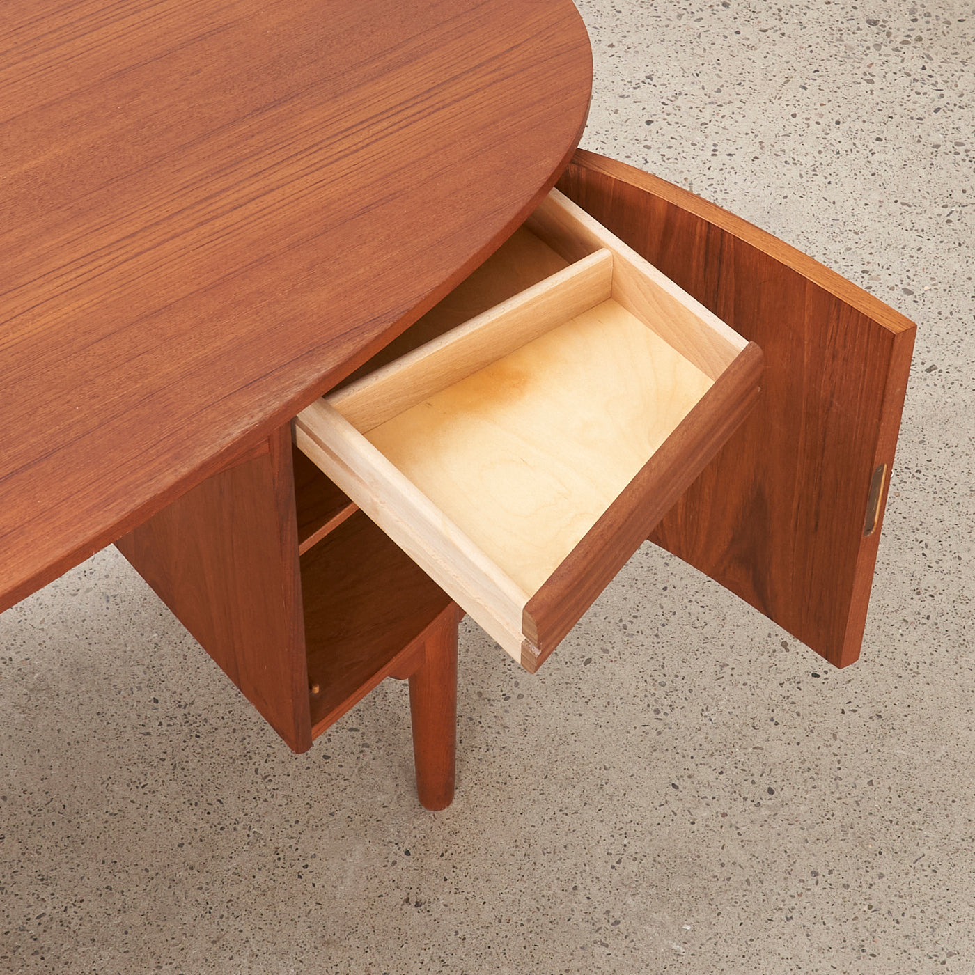 Teak 'Bullet' Desk by H.P. Hansen Møbelindustri, Denmark