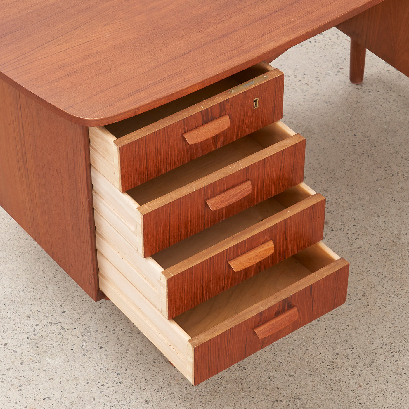 Teak 'Bullet' Desk by H.P. Hansen Møbelindustri, Denmark
