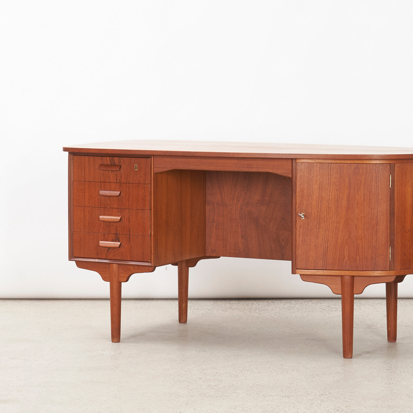 Teak 'Bullet' Desk by H.P. Hansen Møbelindustri, Denmark
