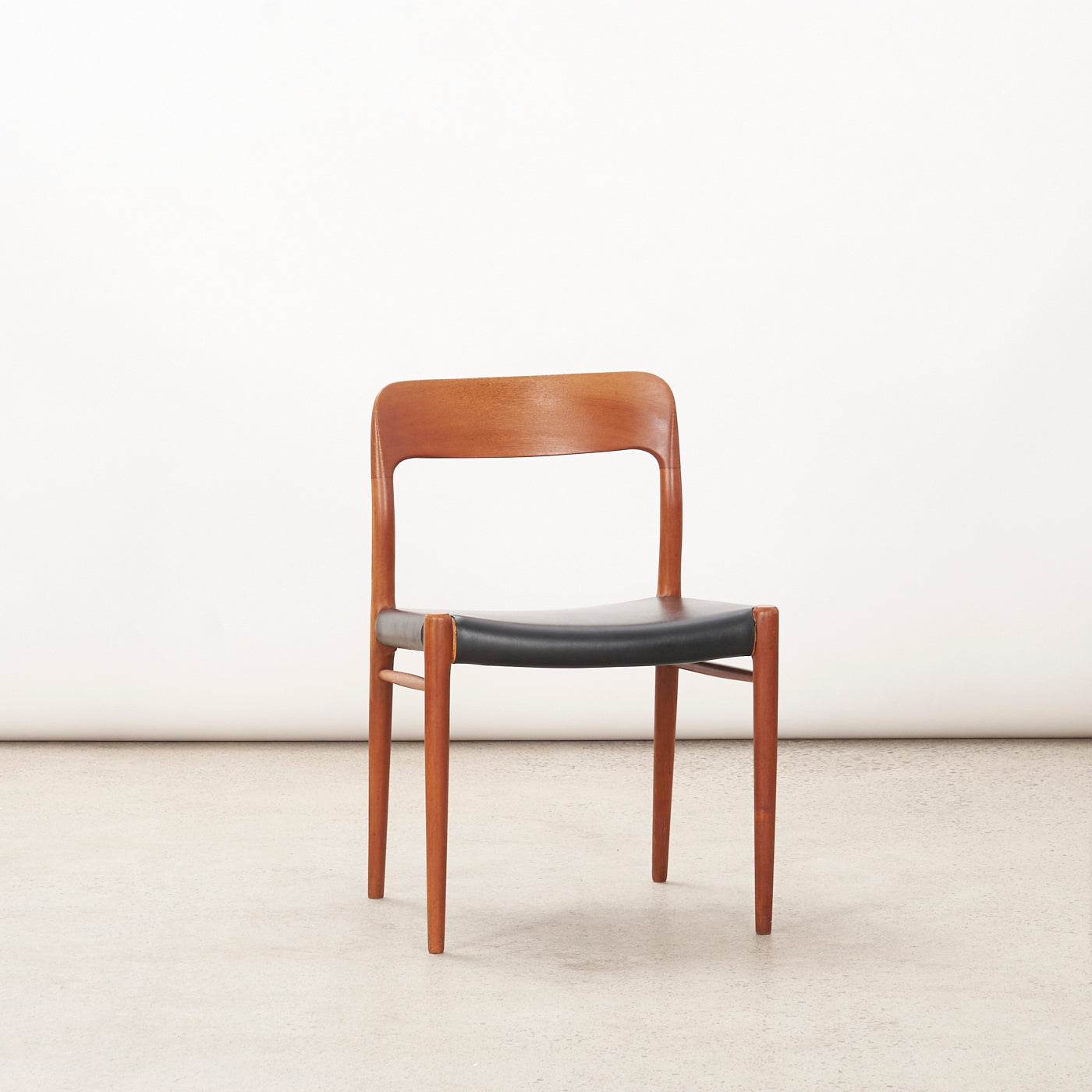 Set of 4 Teak & Vinyl 'No. 75' Dining Chairs by Niels O. Møller for J.L. Møller, Denmark
