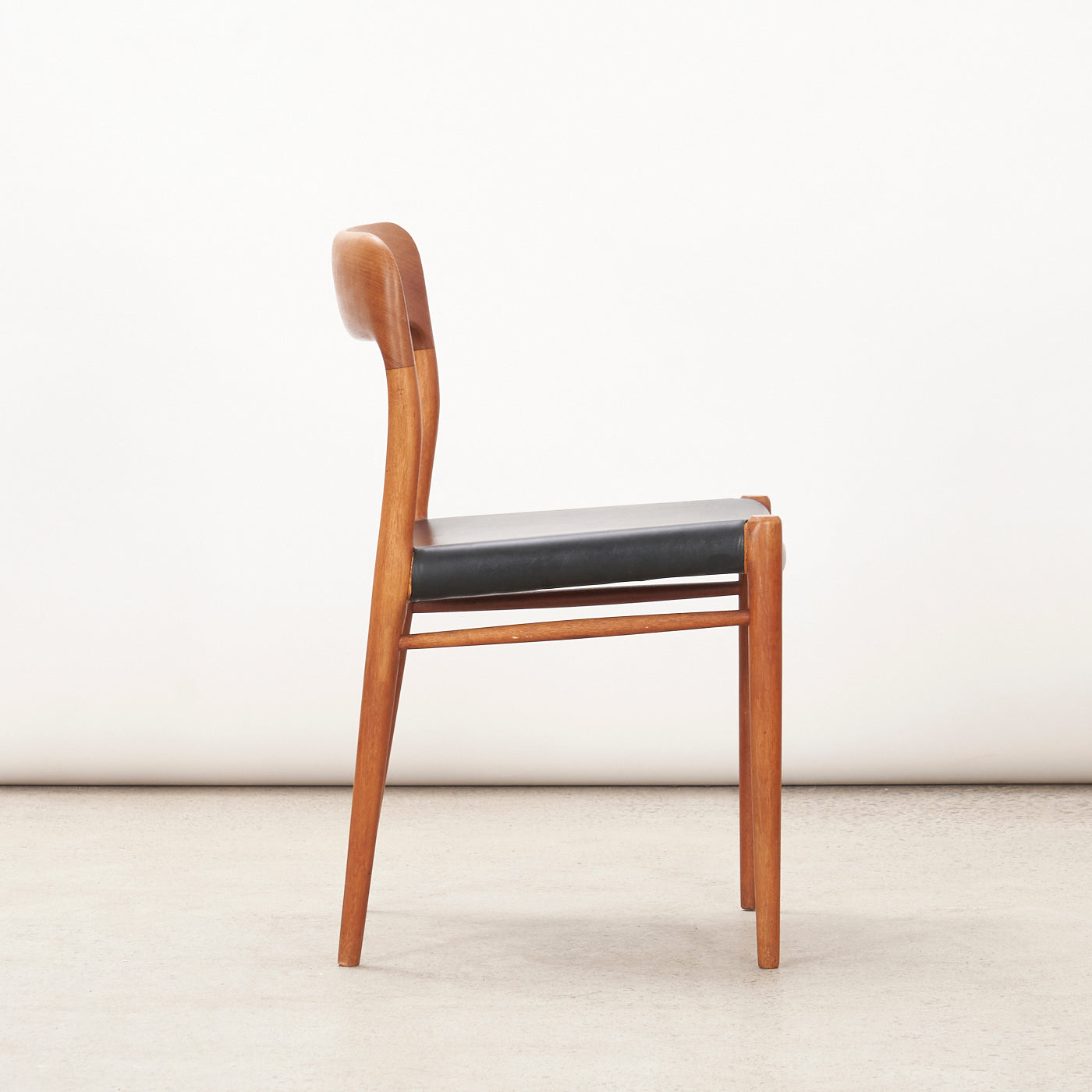 Set of 4 Teak & Vinyl 'No. 75' Dining Chairs by Niels O. Møller for J.L. Møller, Denmark
