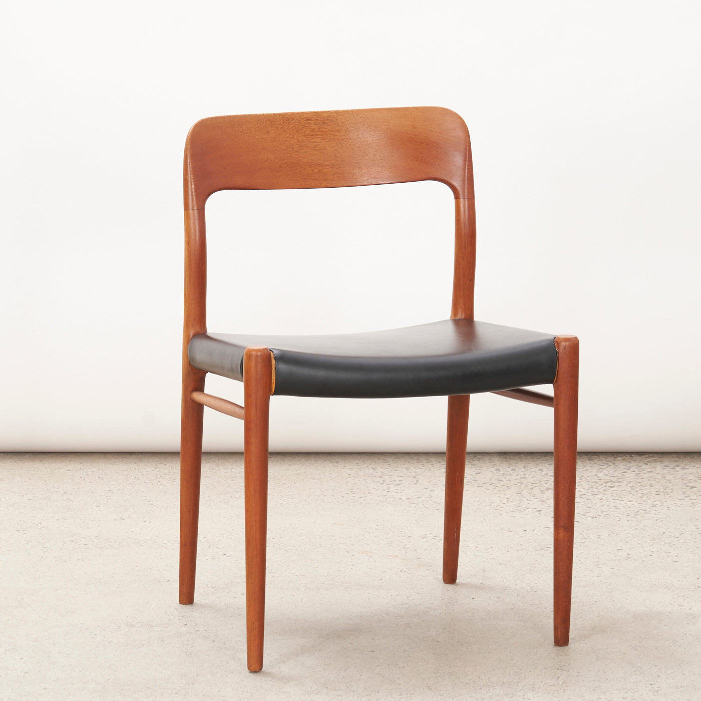 Set of 4 Teak & Vinyl 'No. 75' Dining Chairs by Niels O. Møller for J.L. Møller, Denmark