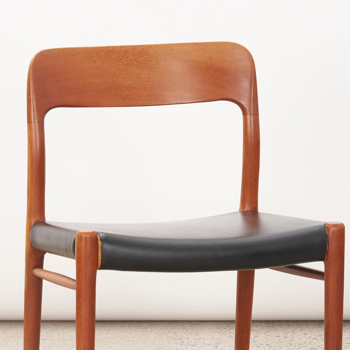 Set of 4 Teak & Vinyl 'No. 75' Dining Chairs by Niels O. Møller for J.L. Møller, Denmark