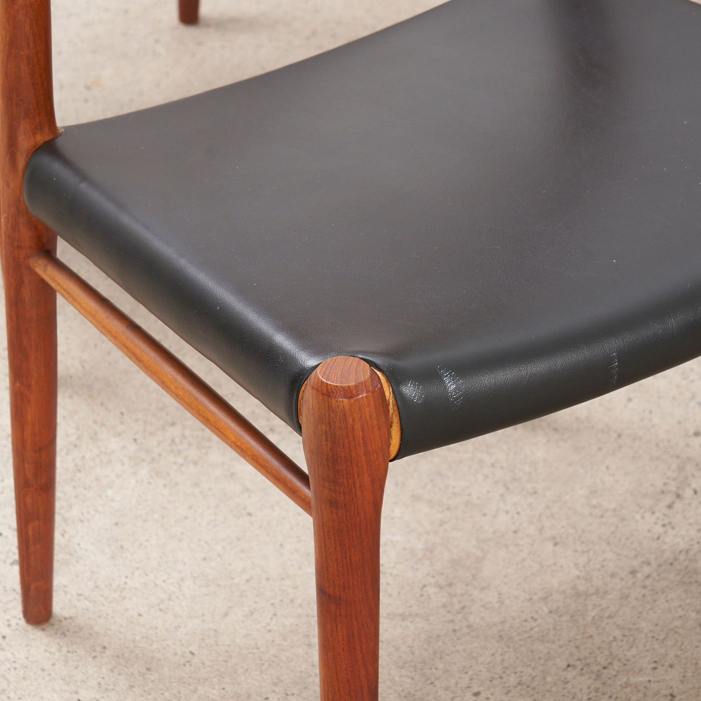 Set of 4 Teak & Vinyl 'No. 75' Dining Chairs by Niels O. Møller for J.L. Møller, Denmark