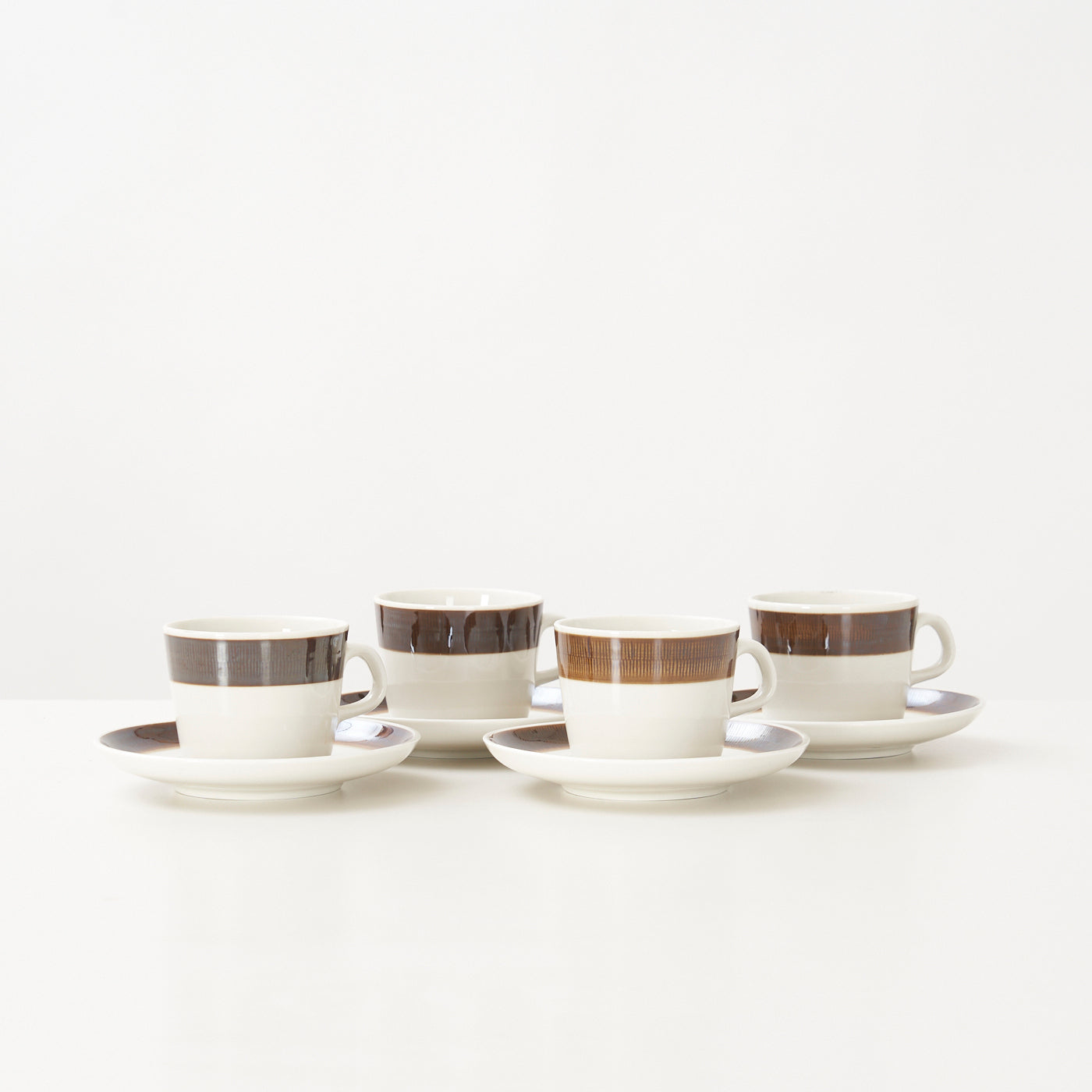 Set of 4 'Koka' Teacups & Saucers by Hertha Bengtson for Rörstrand, Sweden