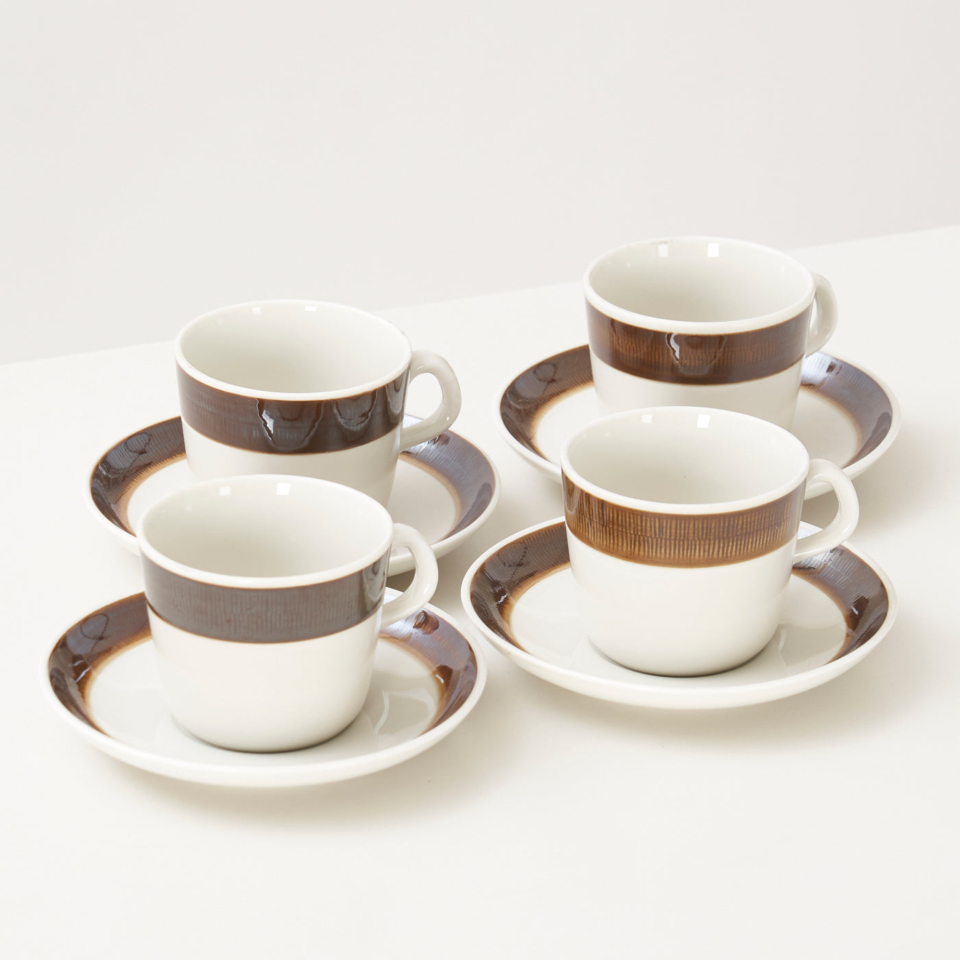 Set of 4 'Koka' Teacups & Saucers by Hertha Bengtson for Rörstrand, Sweden