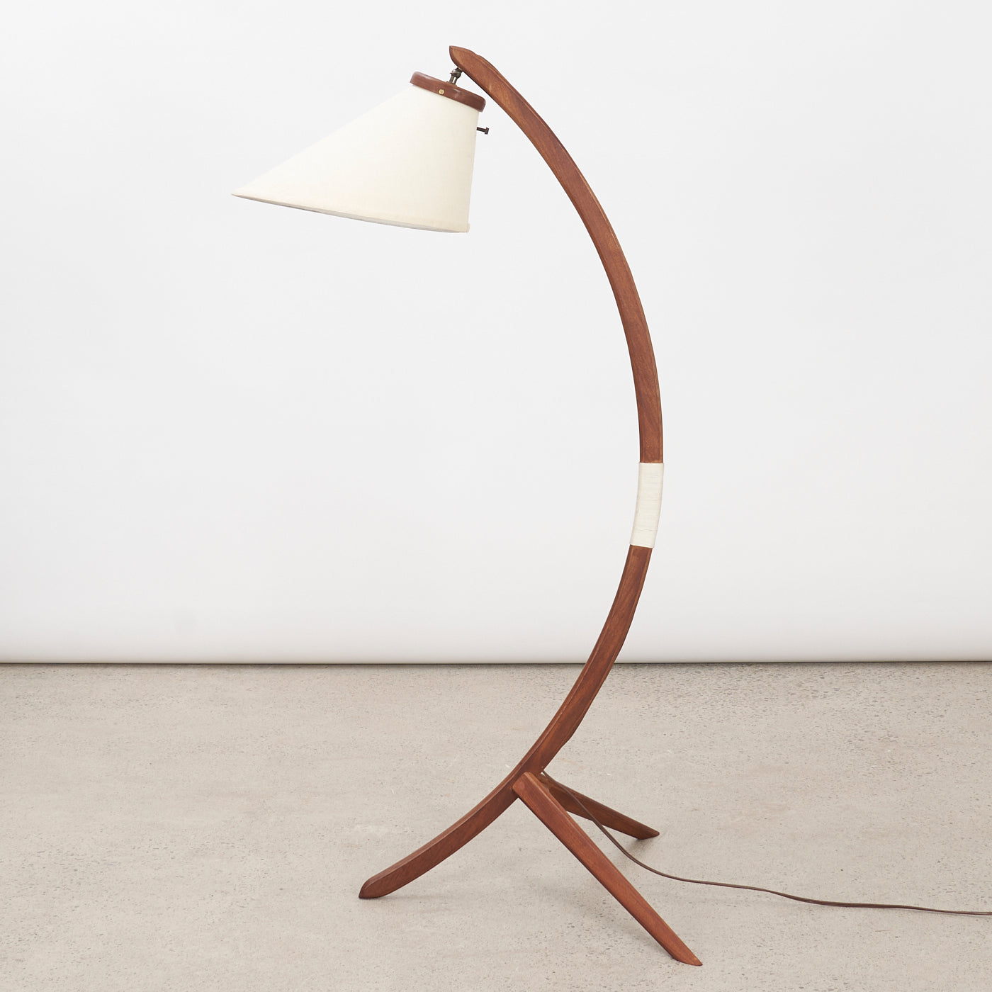 Teak Tripod Arc Lamp