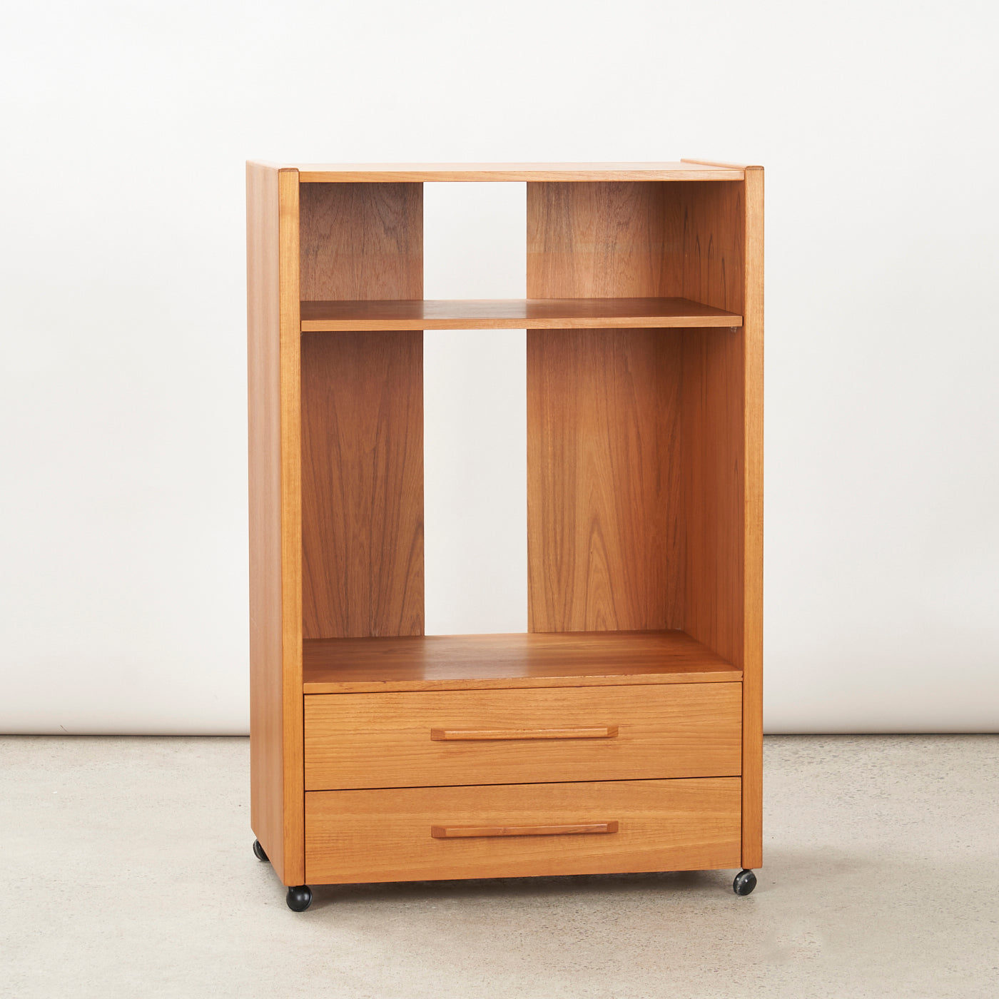 Teak Media Unit w/ Castors