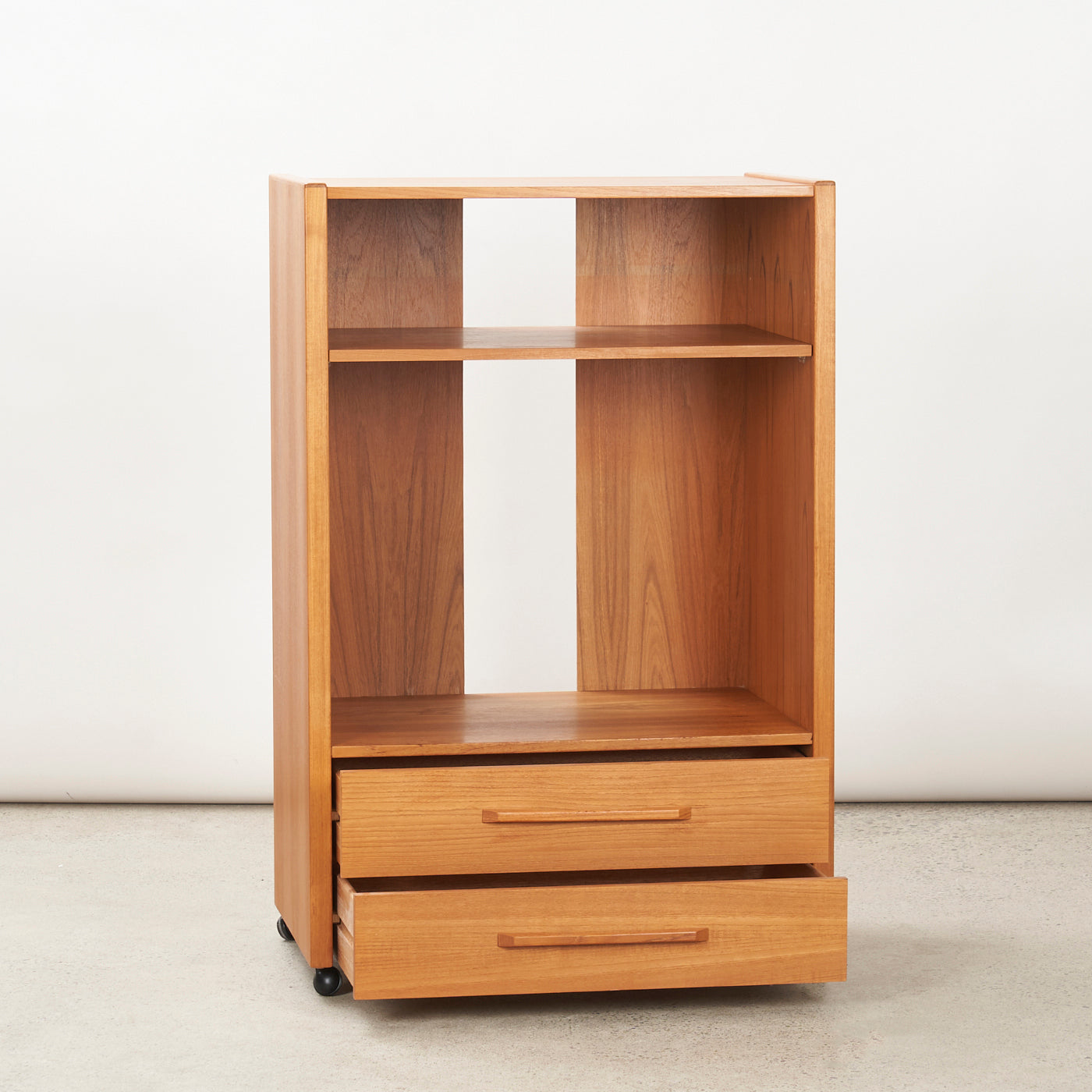 Teak Media Unit w/ Castors