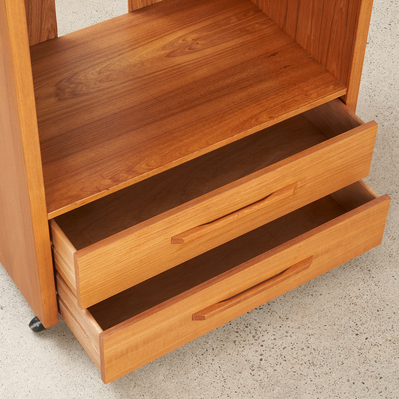 Teak Media Unit w/ Castors