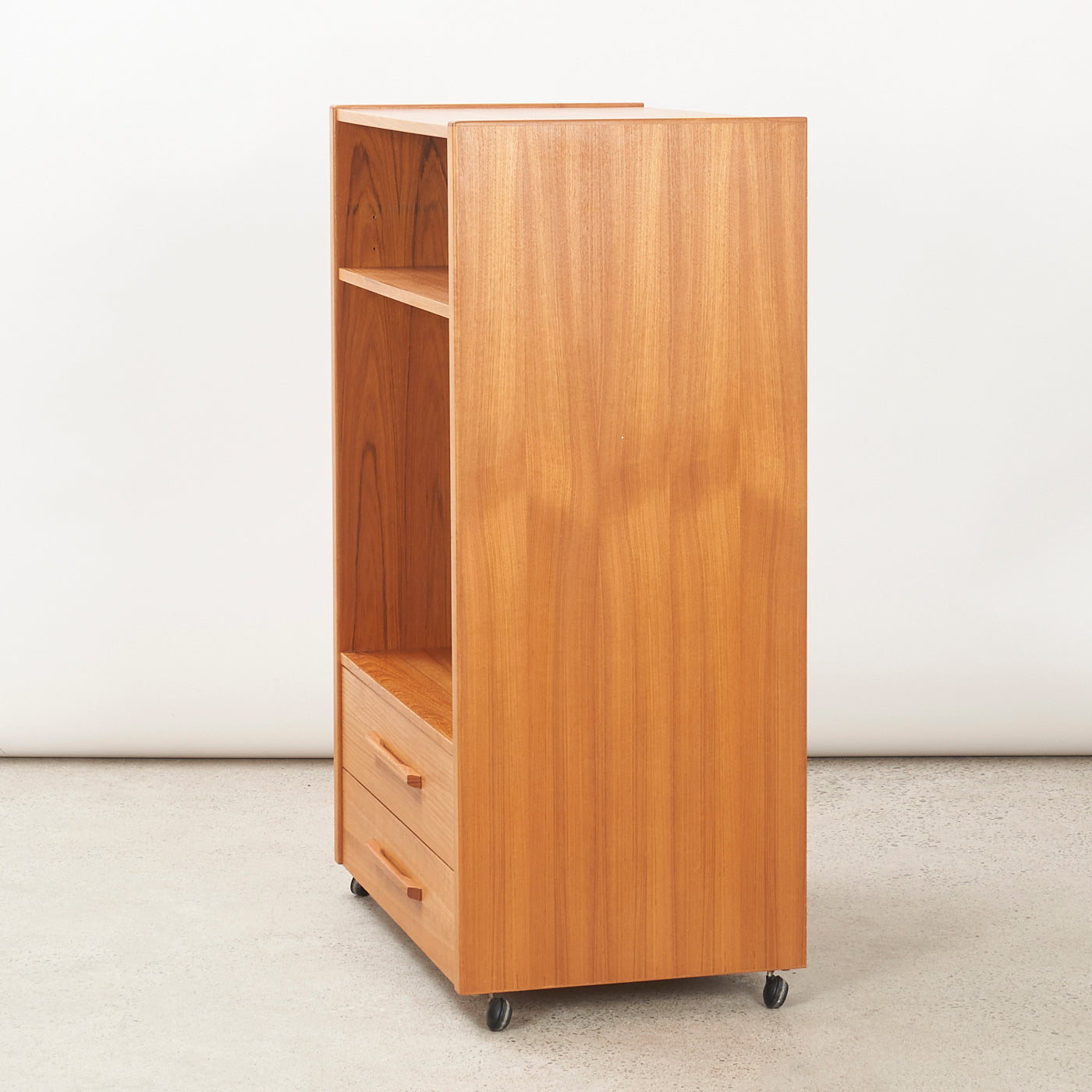 Teak Media Unit w/ Castors