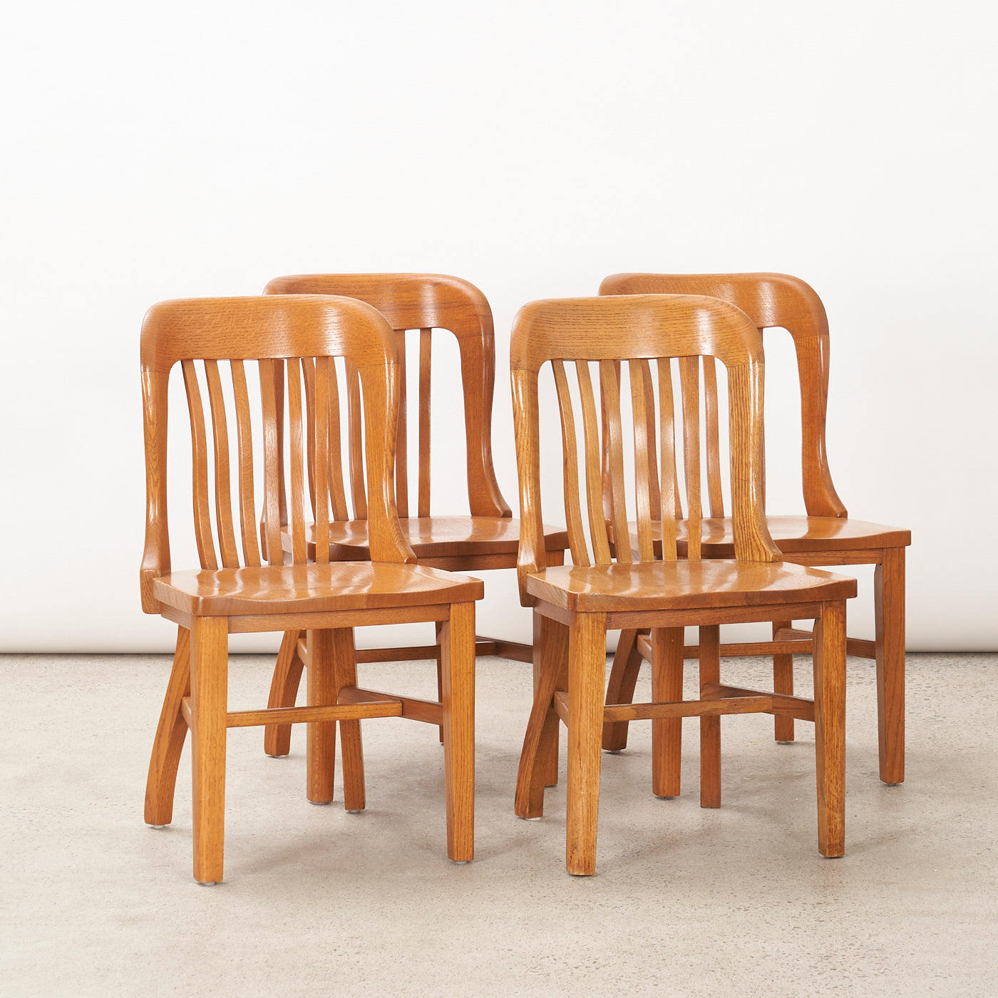 Set of 4 Solid Oak “Bankers” Chairs