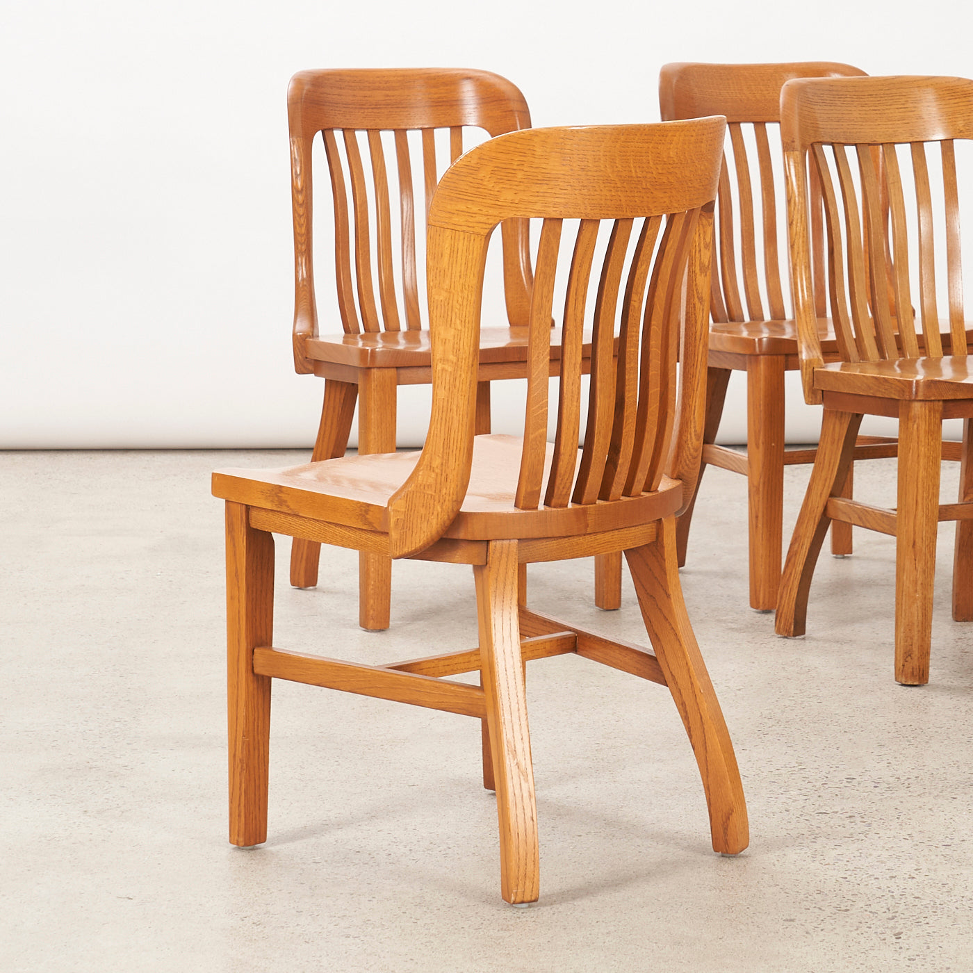 Set of 4 Solid Oak “Bankers” Chairs