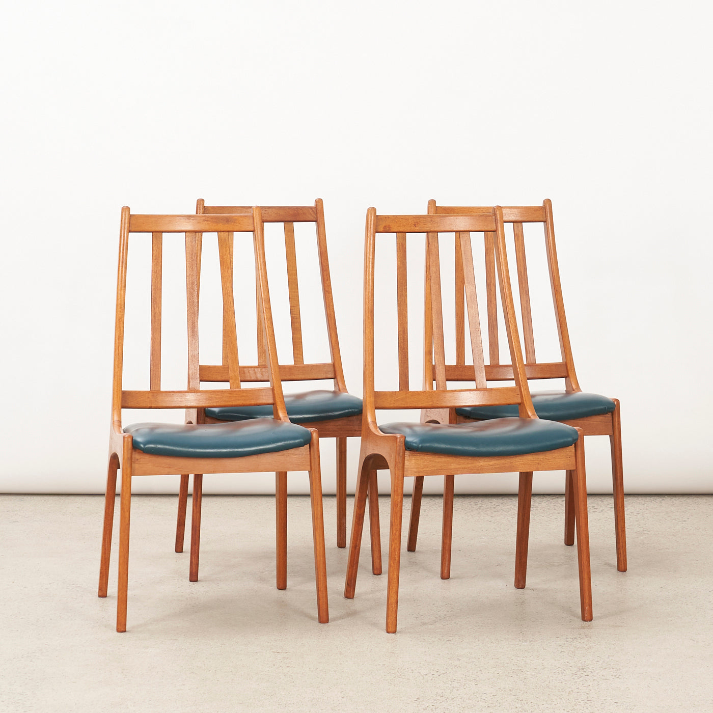 Set of 4 Teak & Vinyl Dining Chairs
