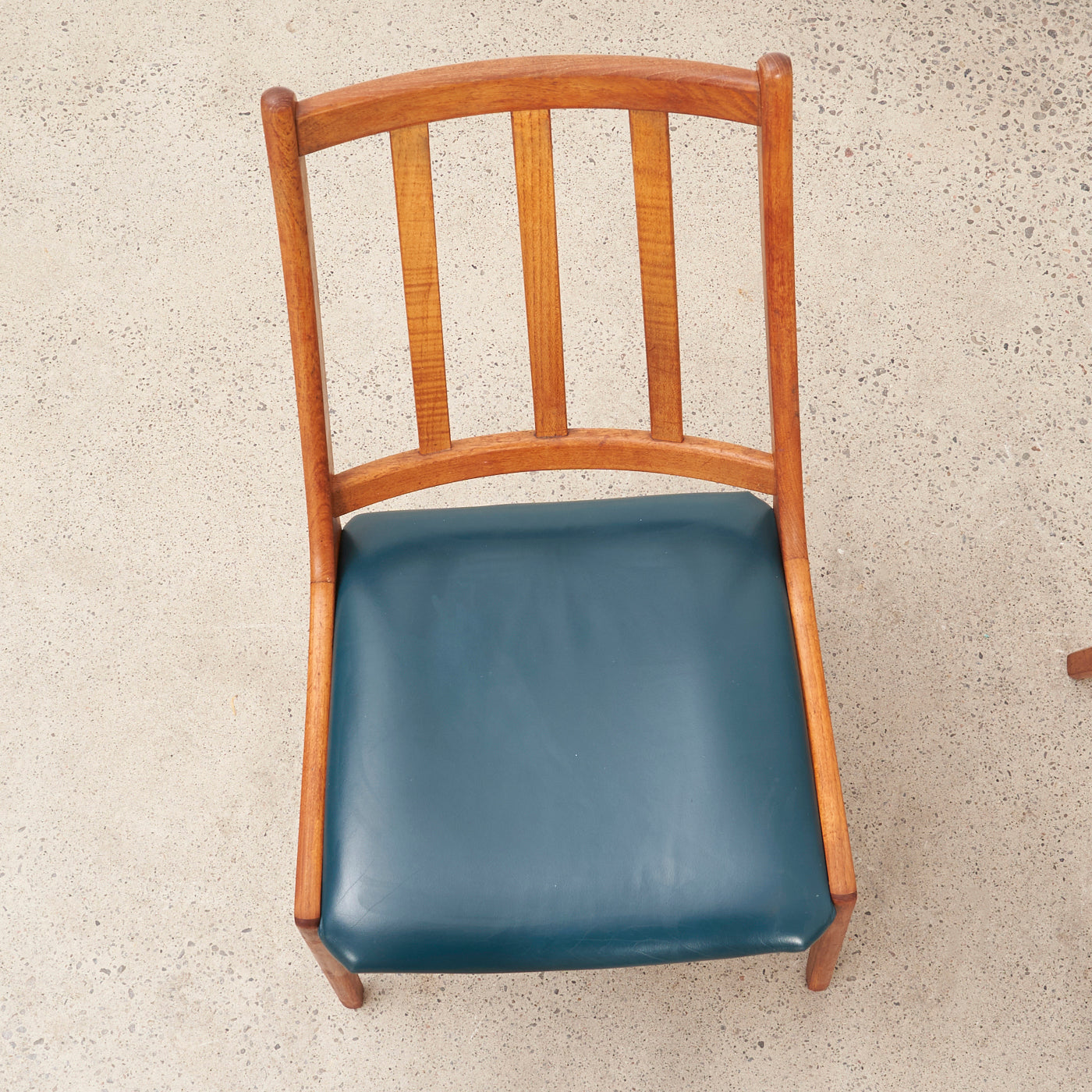 Set of 4 Teak & Vinyl Dining Chairs
