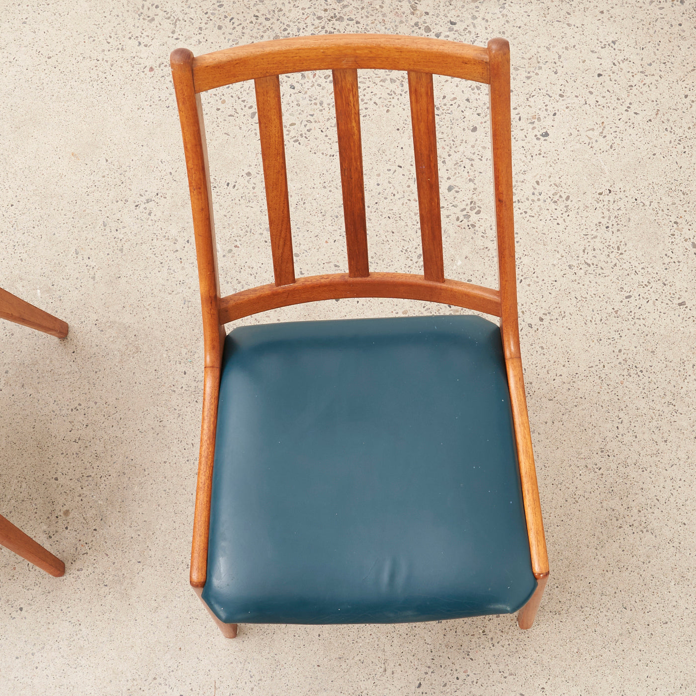 Set of 4 Teak & Vinyl Dining Chairs