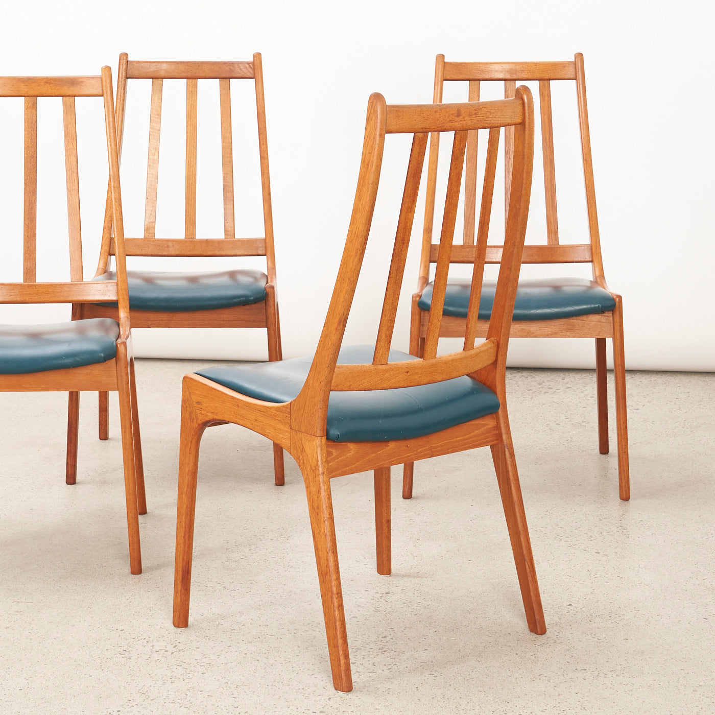 Set of 4 Teak & Vinyl Dining Chairs