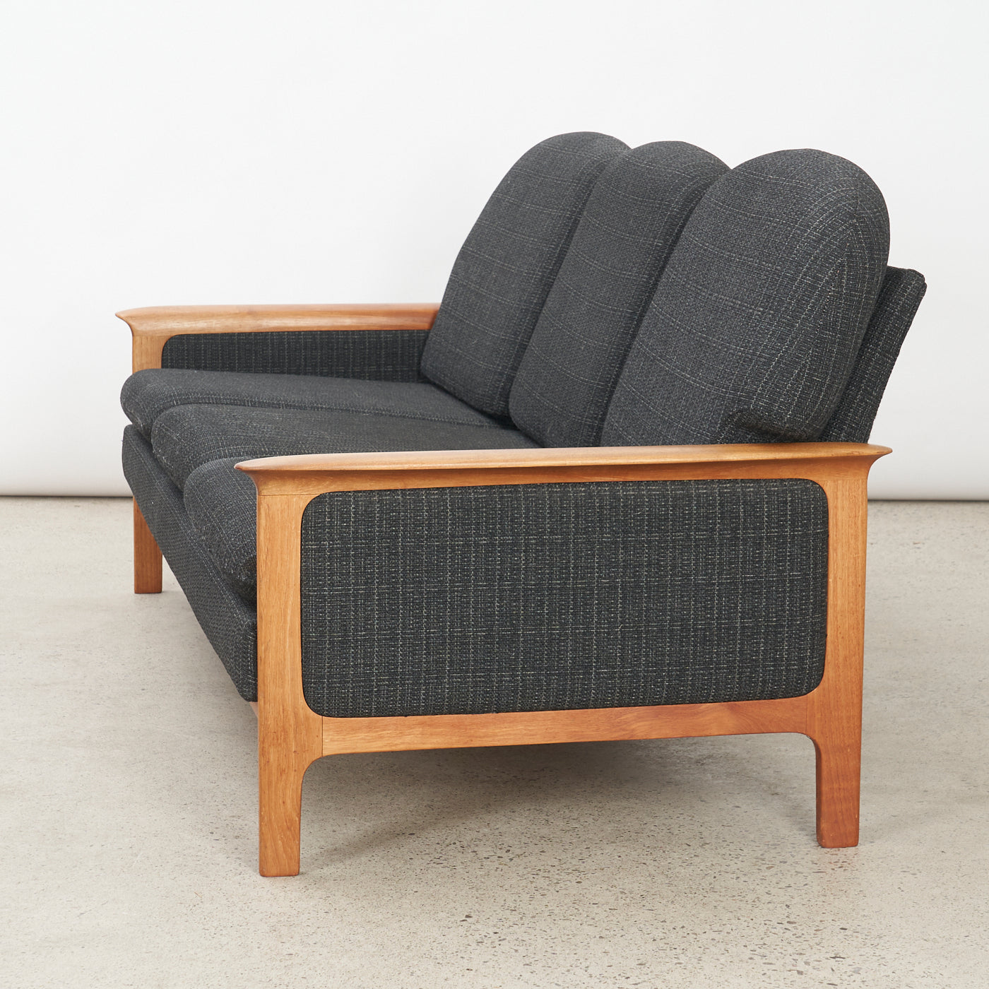 Upholstered Teak 3 Seater Sofa