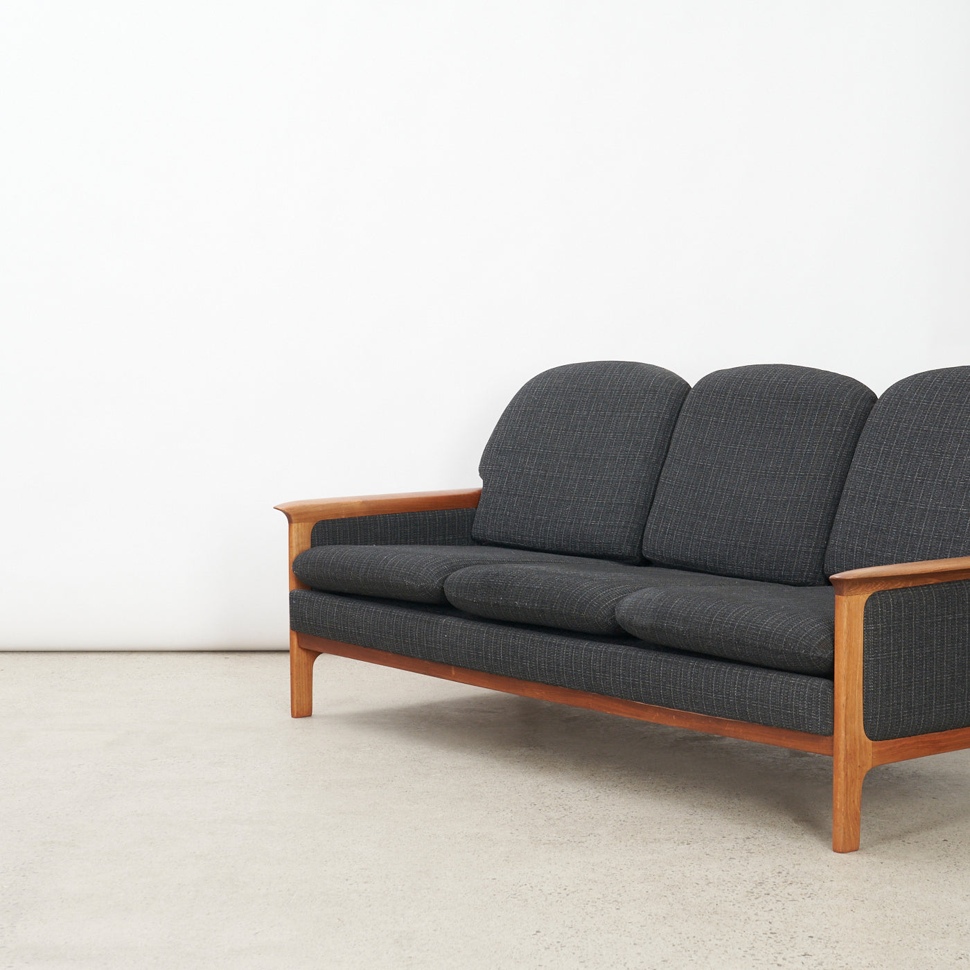 Upholstered Teak 3 Seater Sofa