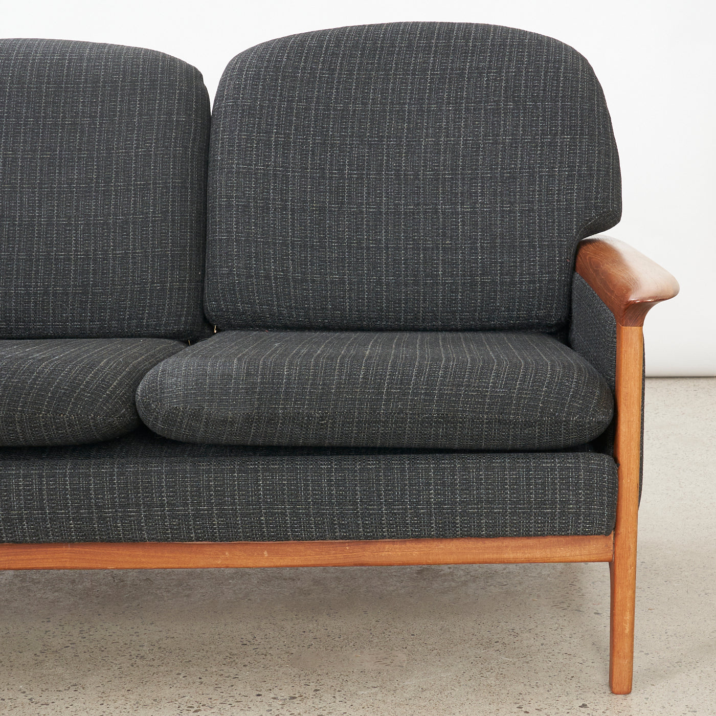 Upholstered Teak 3 Seater Sofa