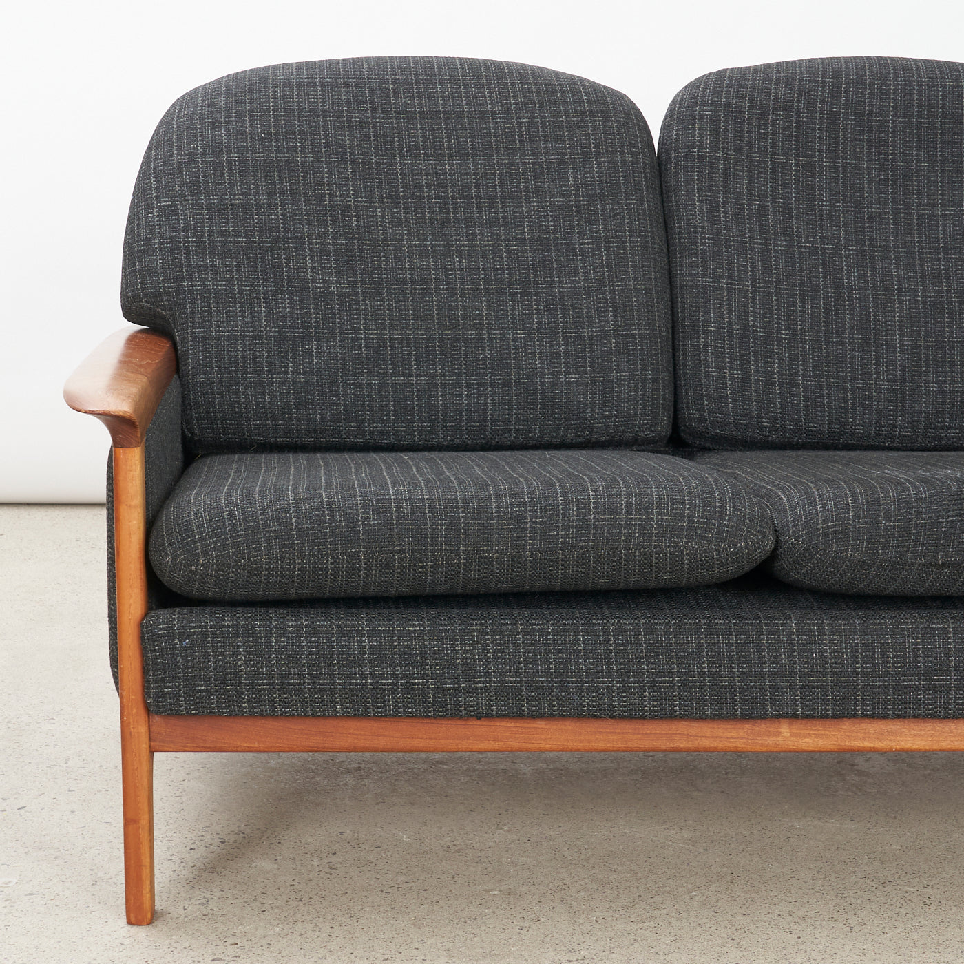 Upholstered Teak 3 Seater Sofa