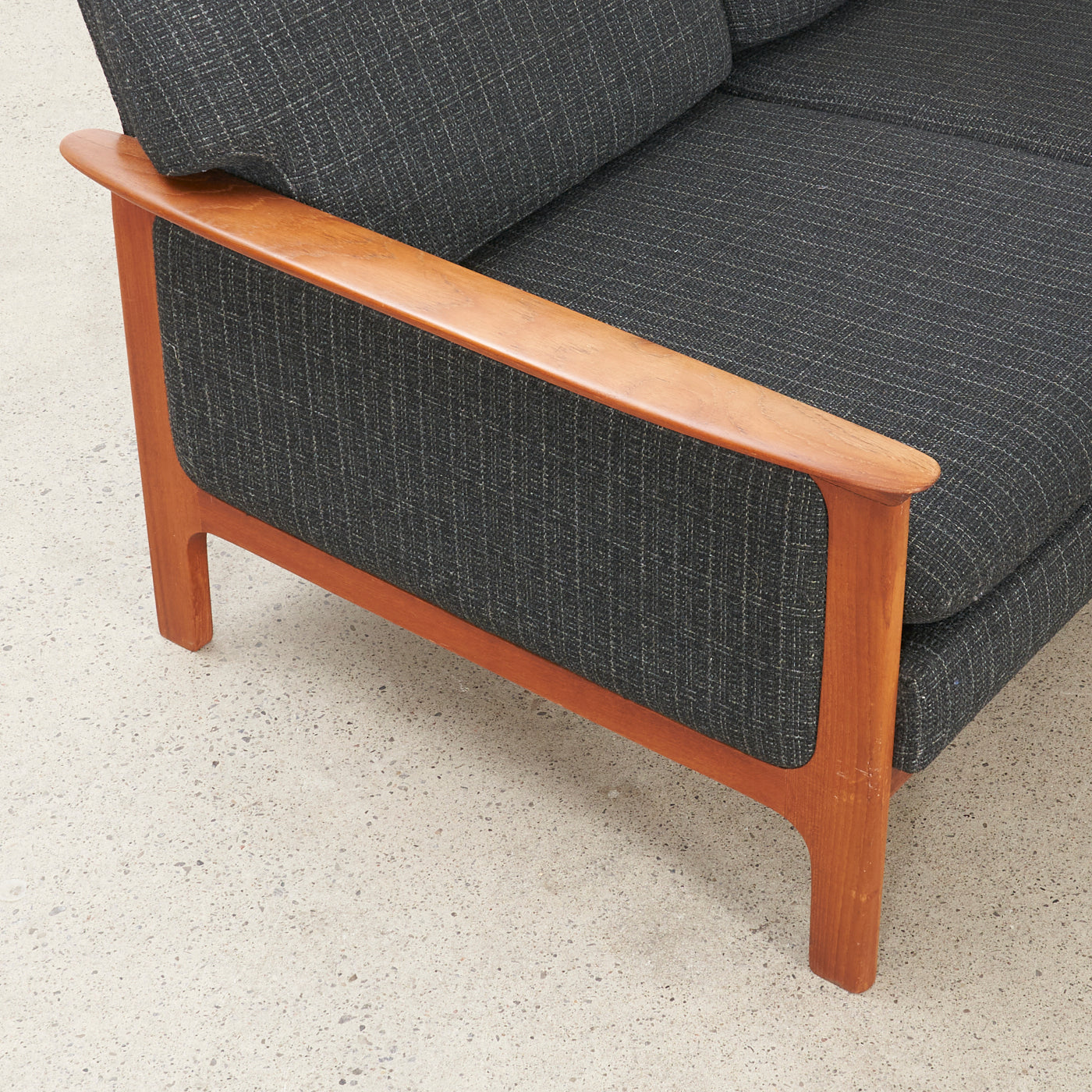 Upholstered Teak 3 Seater Sofa