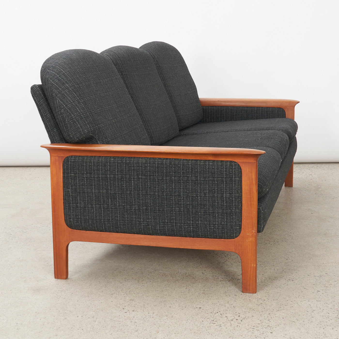 Upholstered Teak 3 Seater Sofa