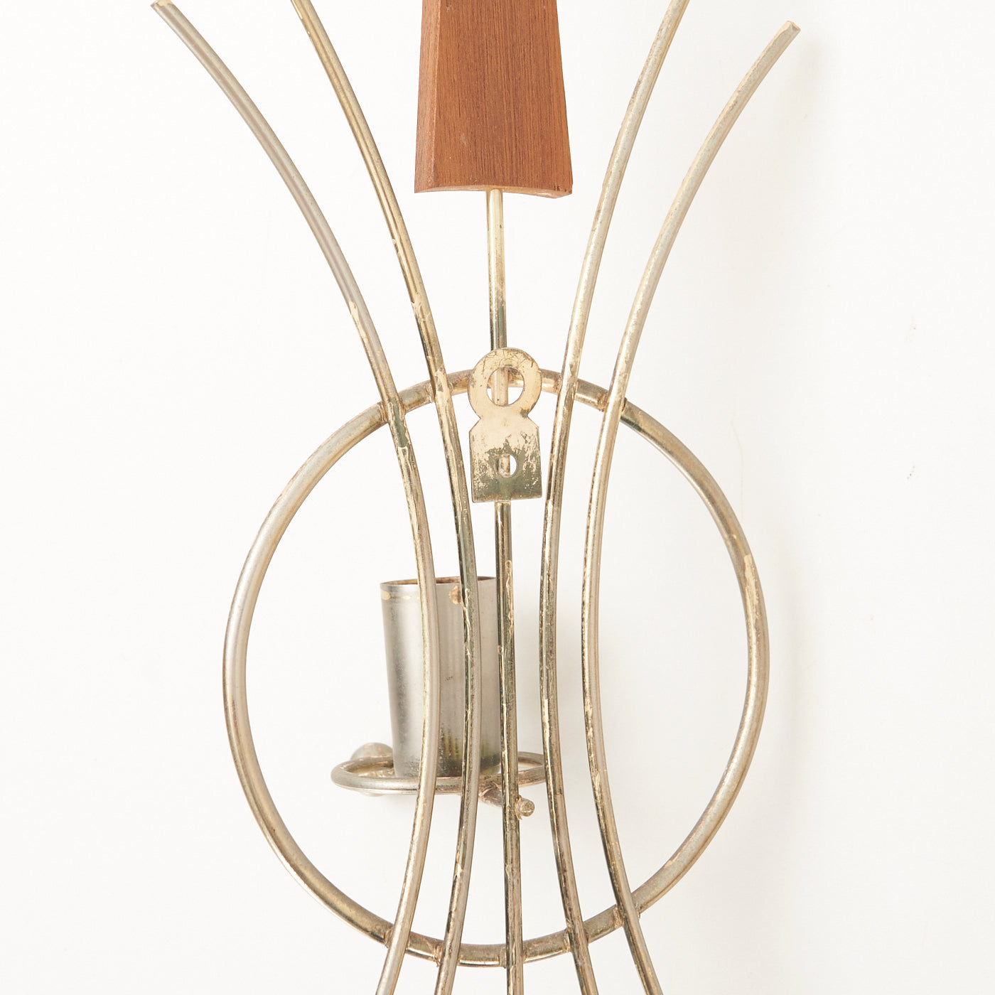 Pair of Vintage Teak & Metal Wall Sconces