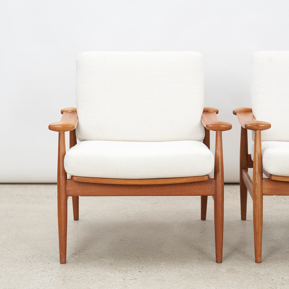 Pair of Teak 'Model 133' aka 'Spade' Lounge Chairs by Finn Juhl for France & Daverkosen, Denmark