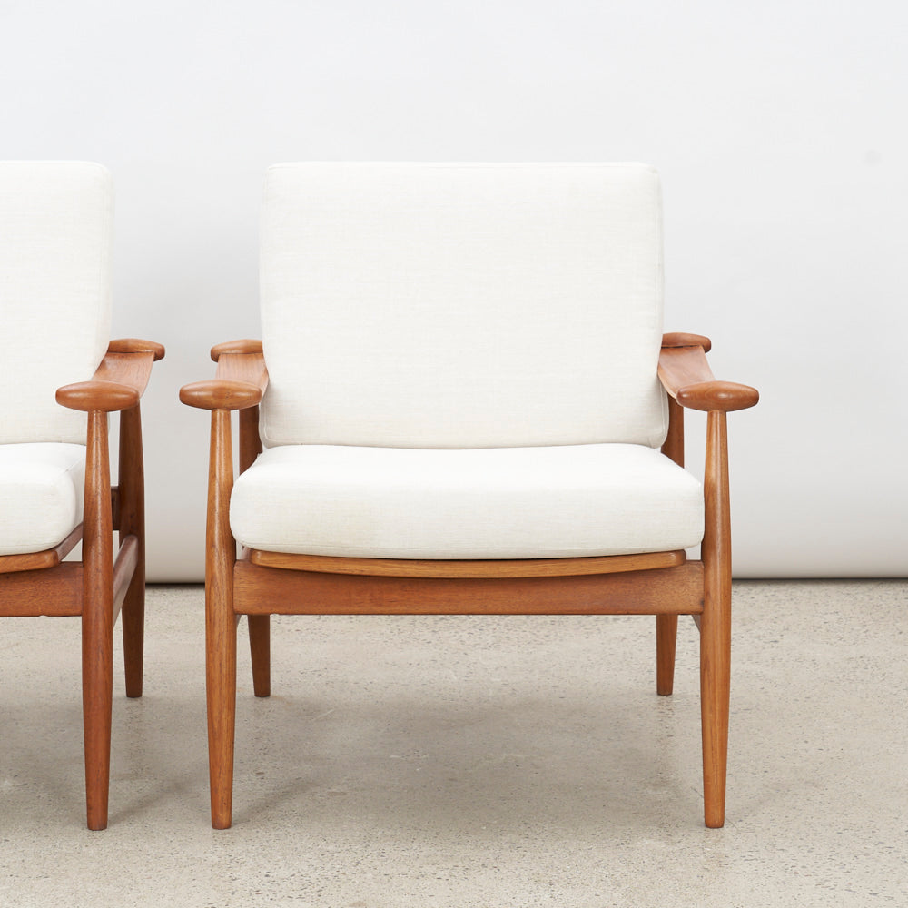 Pair of Teak 'Model 133' aka 'Spade' Lounge Chairs by Finn Juhl for France & Daverkosen, Denmark