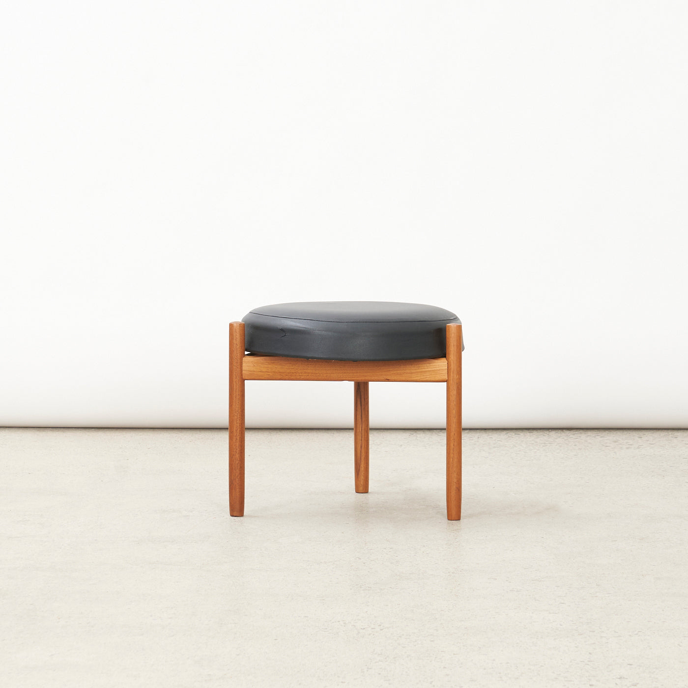 Teak & Vinyl Stool by Hugo Frandsen for Spøttrup Møbelfabrik