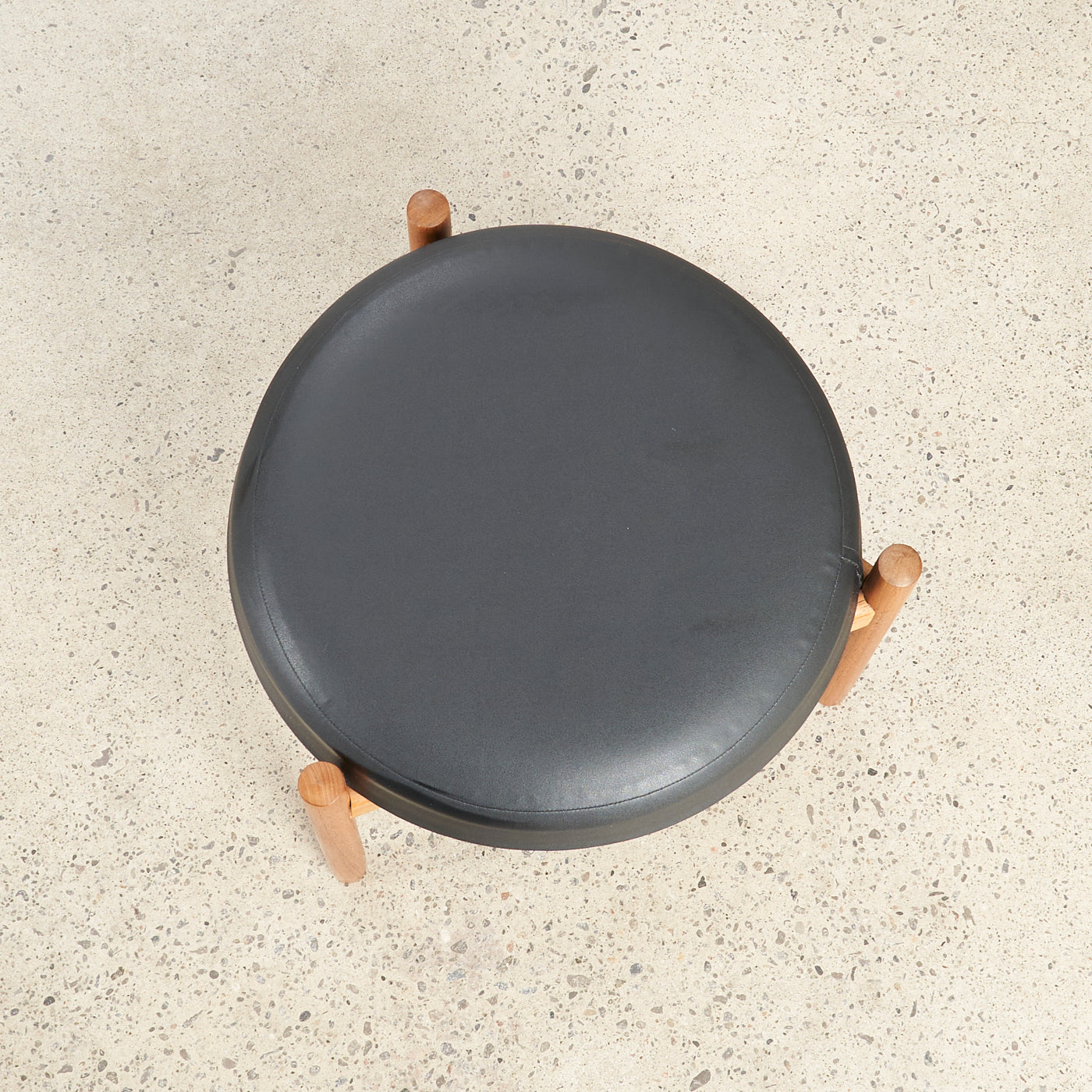 Teak & Vinyl Stool by Hugo Frandsen for Spøttrup Møbelfabrik, Denmark