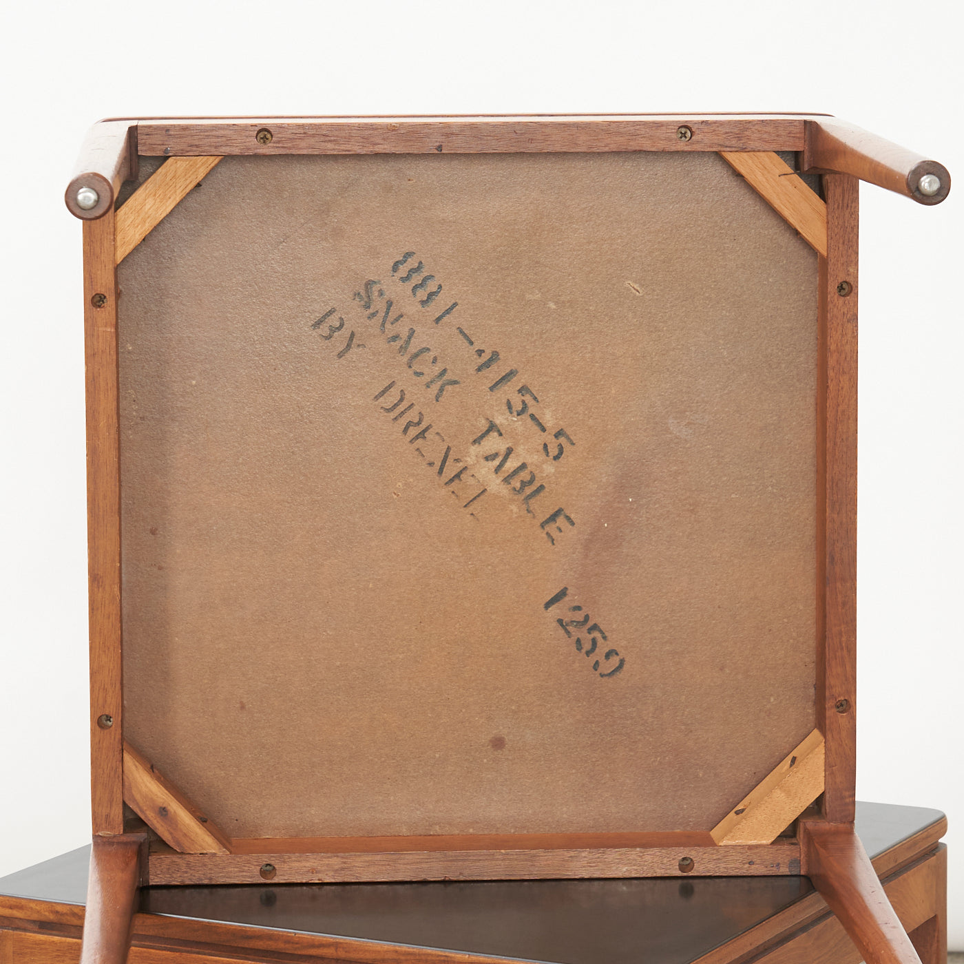 Pair of Square Walnut Side Tables w/ Laminate Tops