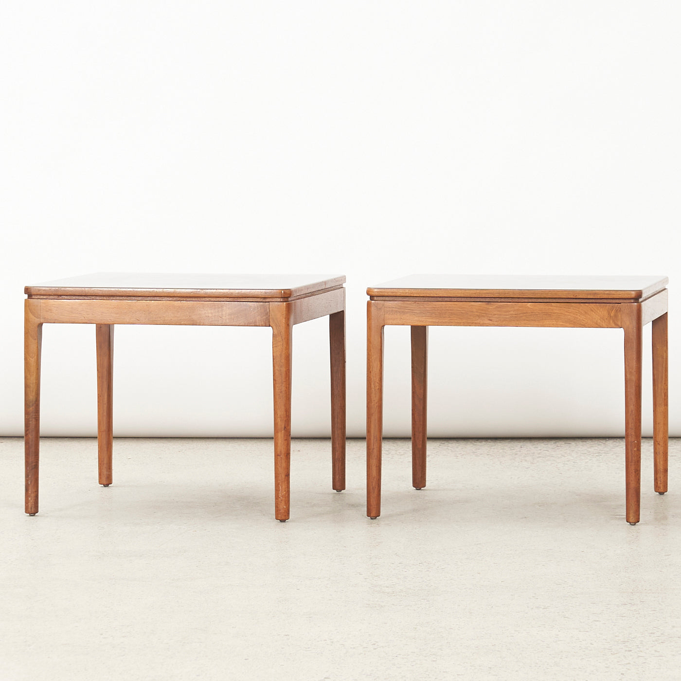 Pair of Square Walnut Side Tables w/ Laminate Tops
