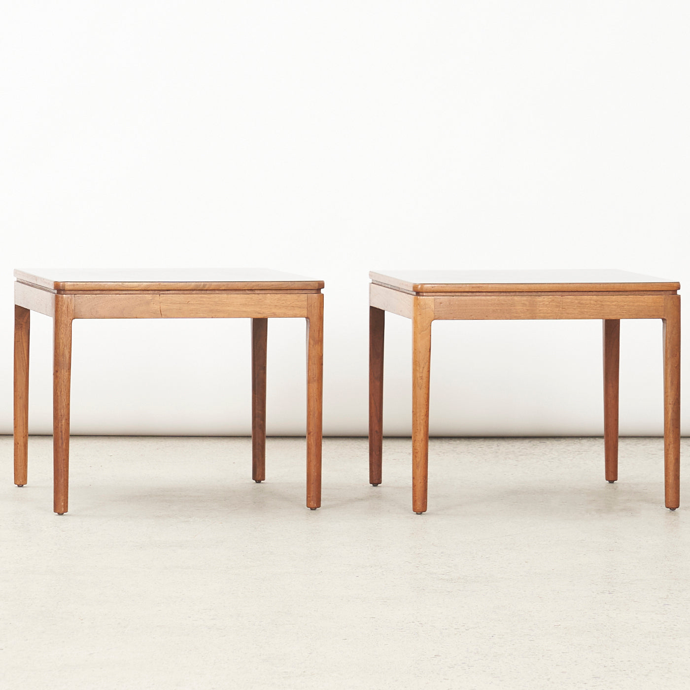 Pair of Square Walnut Side Tables w/ Laminate Tops