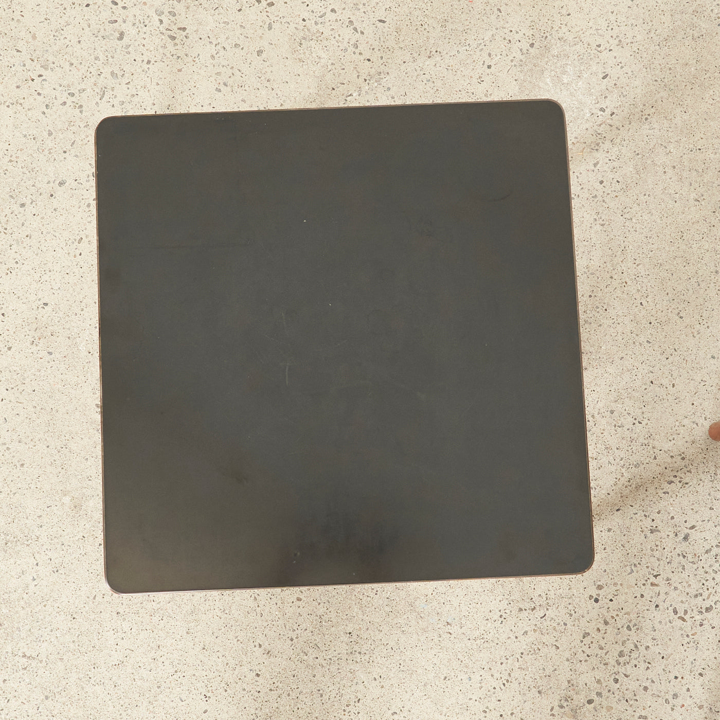 Pair of Square Walnut Side Tables w/ Laminate Tops