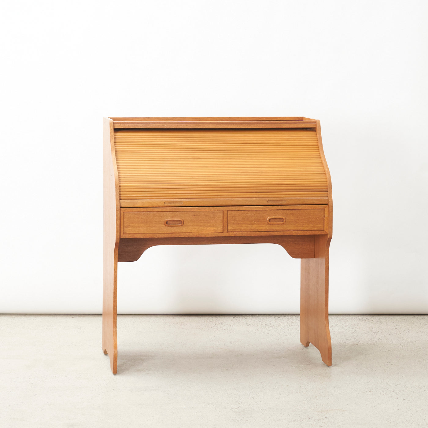 Teak Roll Top Secretary Desk